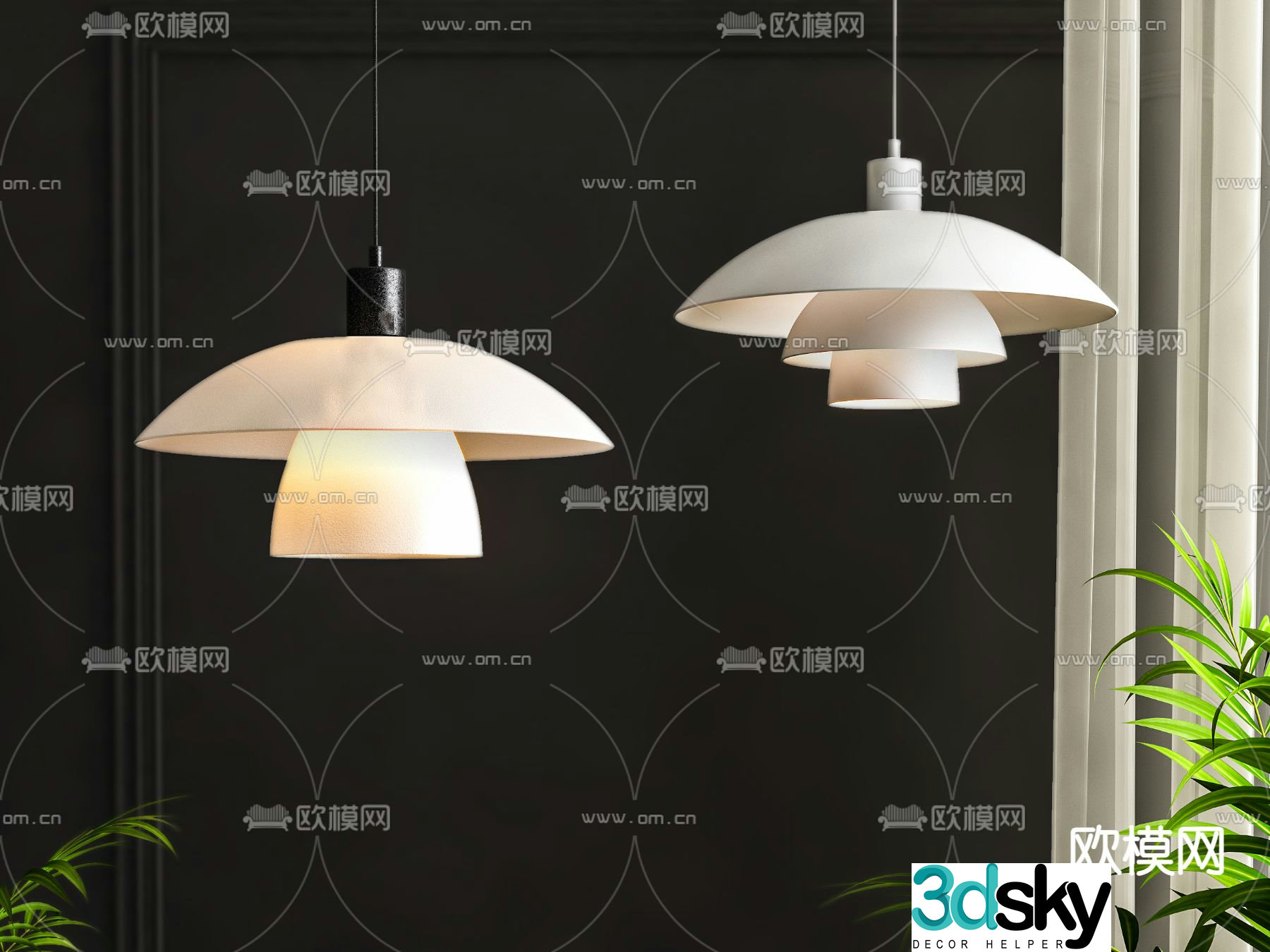 Nordic small chandelier 3d model