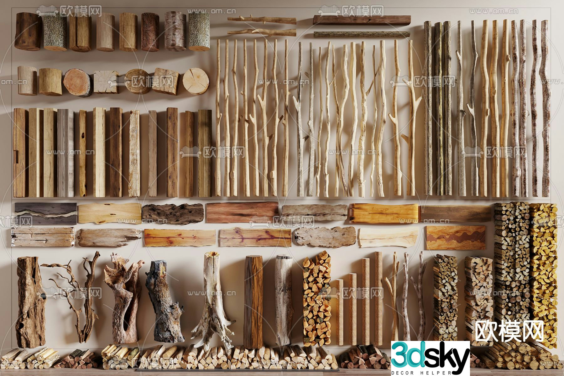 Wood board old wood old wood old wood wood pile 3d model