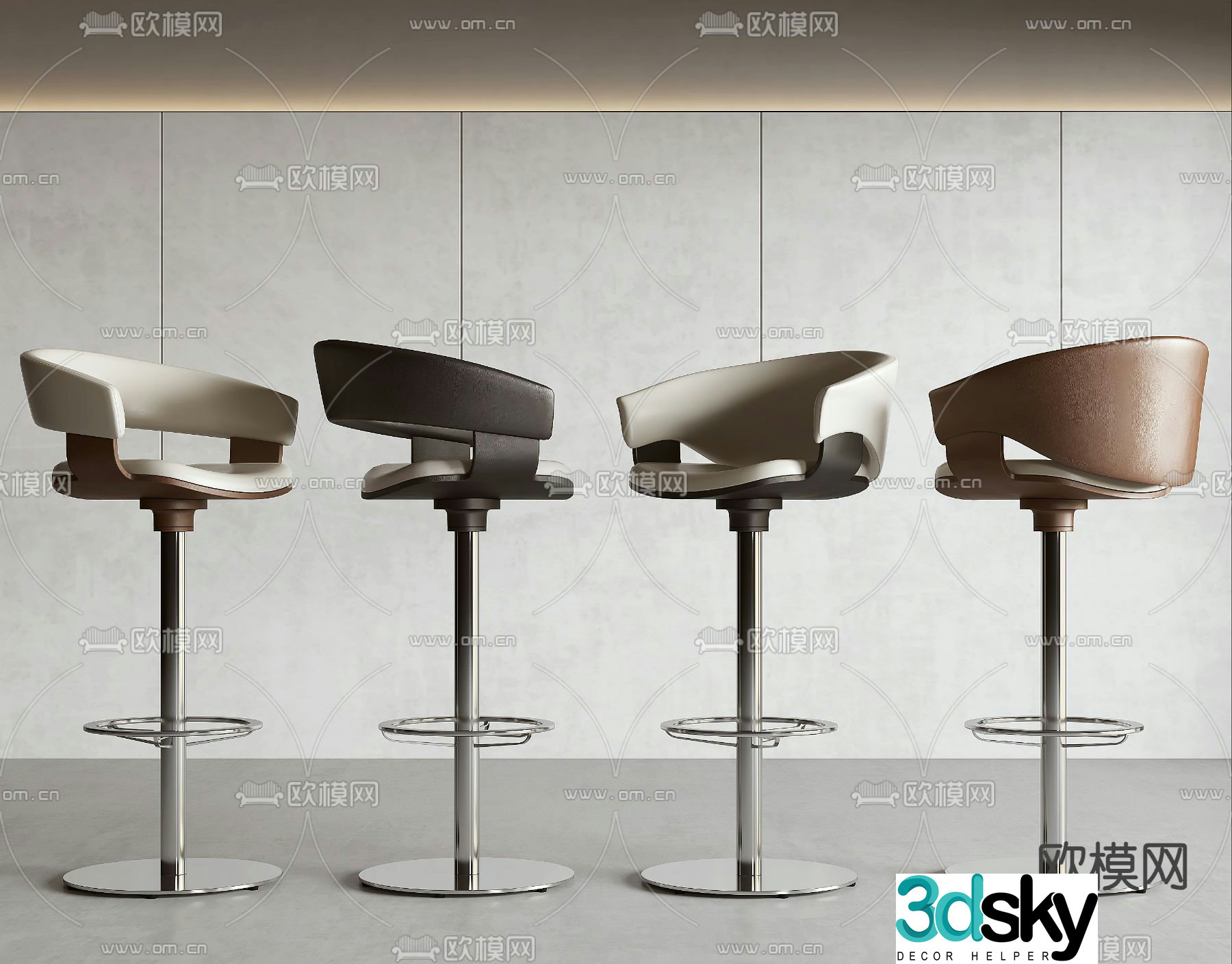 Modern bar chair high chair 3d model