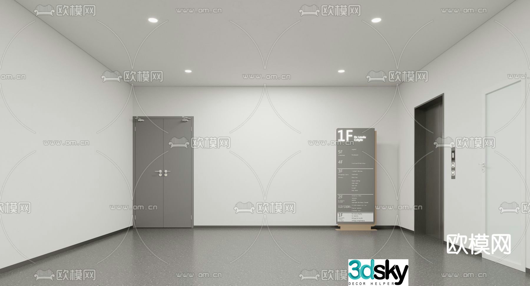 Modern elevator hall elevator room 3d model