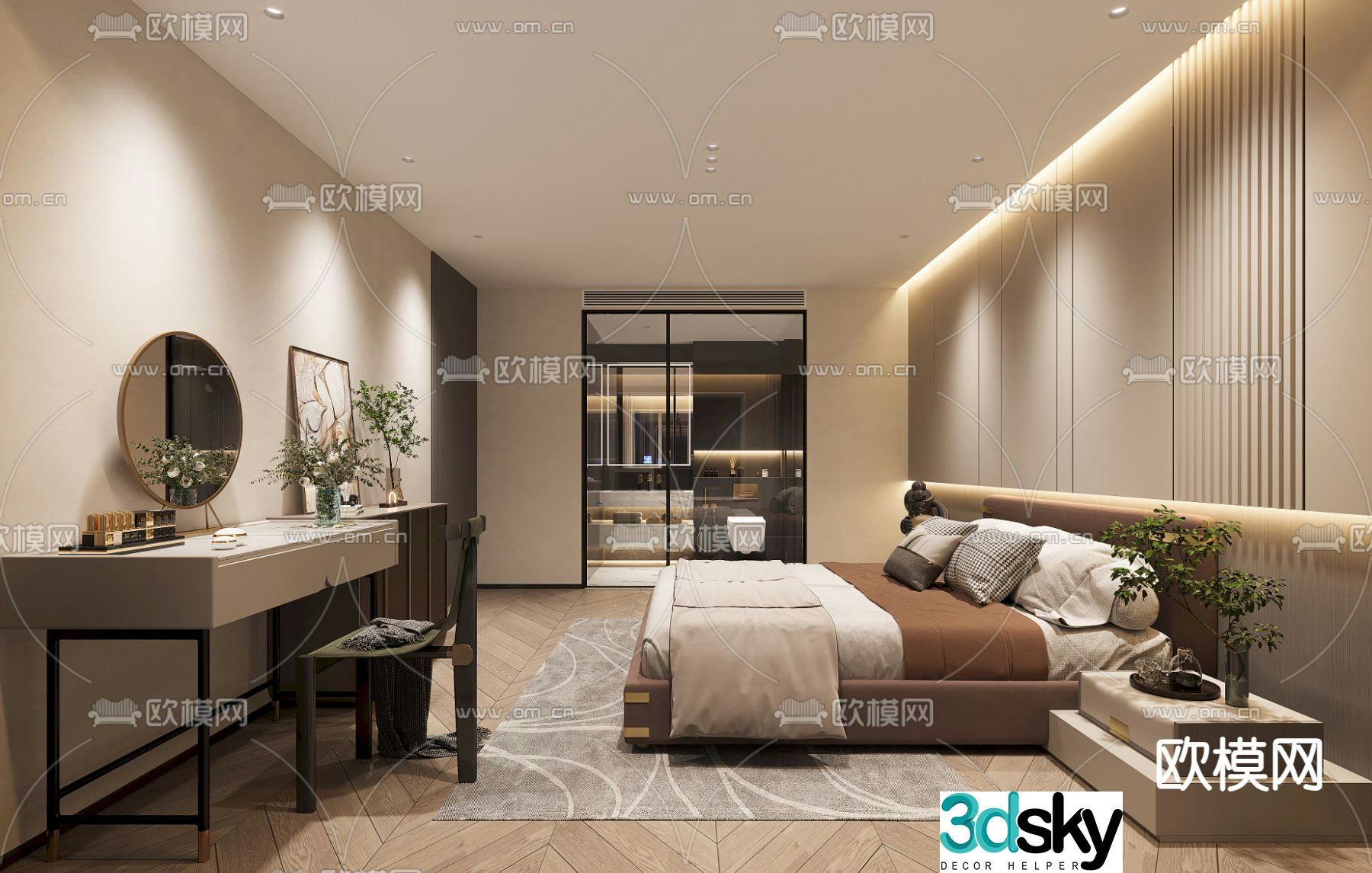 Modern bedroom master room 3d model