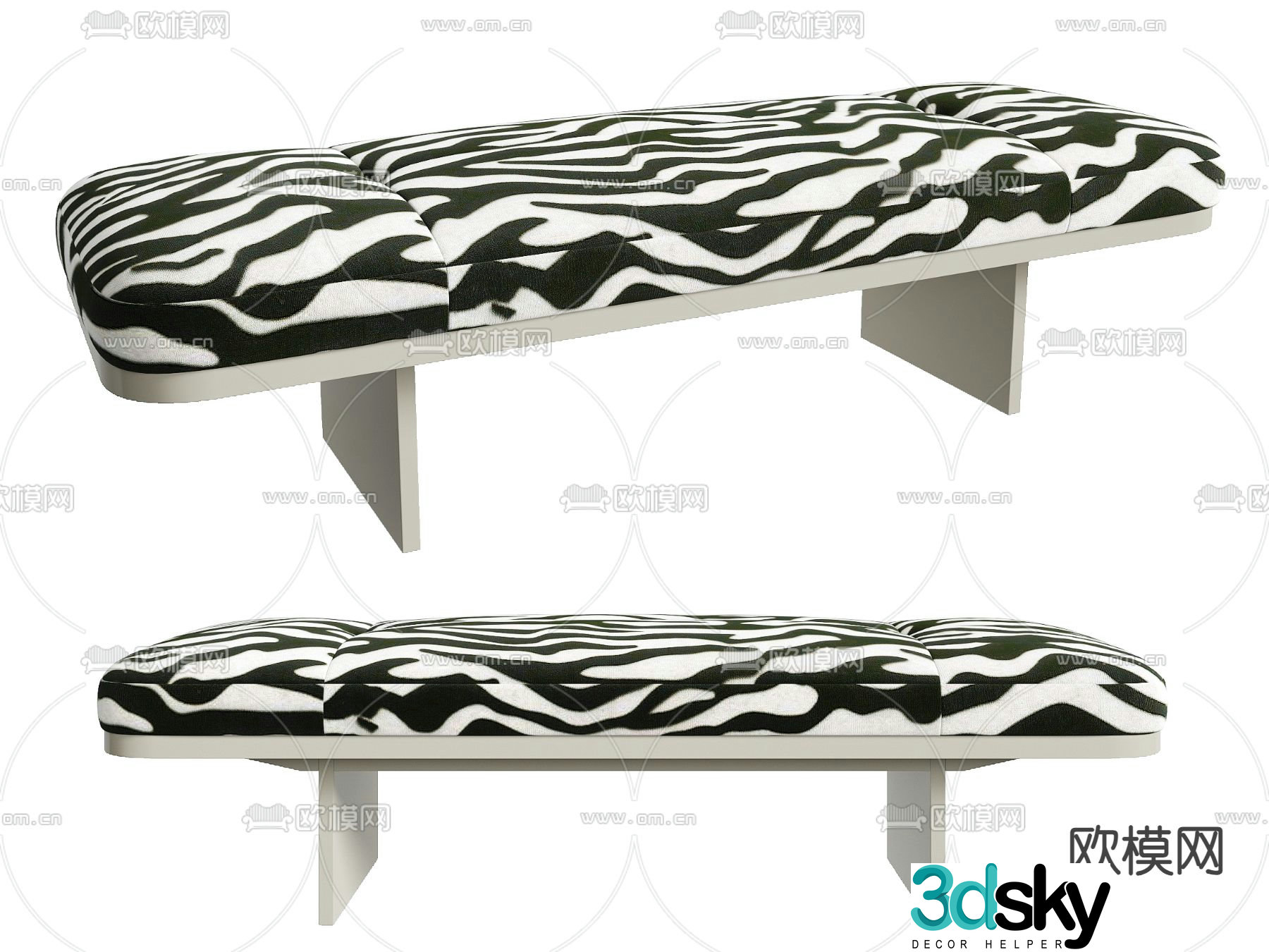 Modern footrest bedside stool 3d model