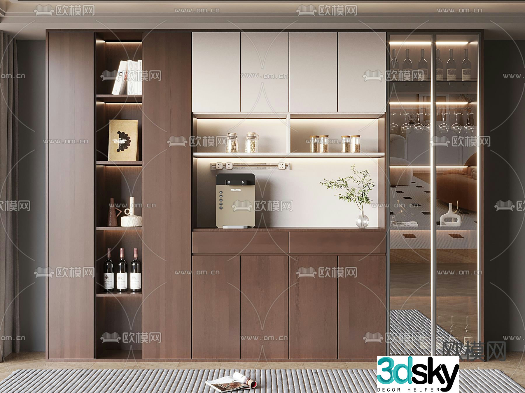 Medieval style wine cabinet and sideboard 3D model
