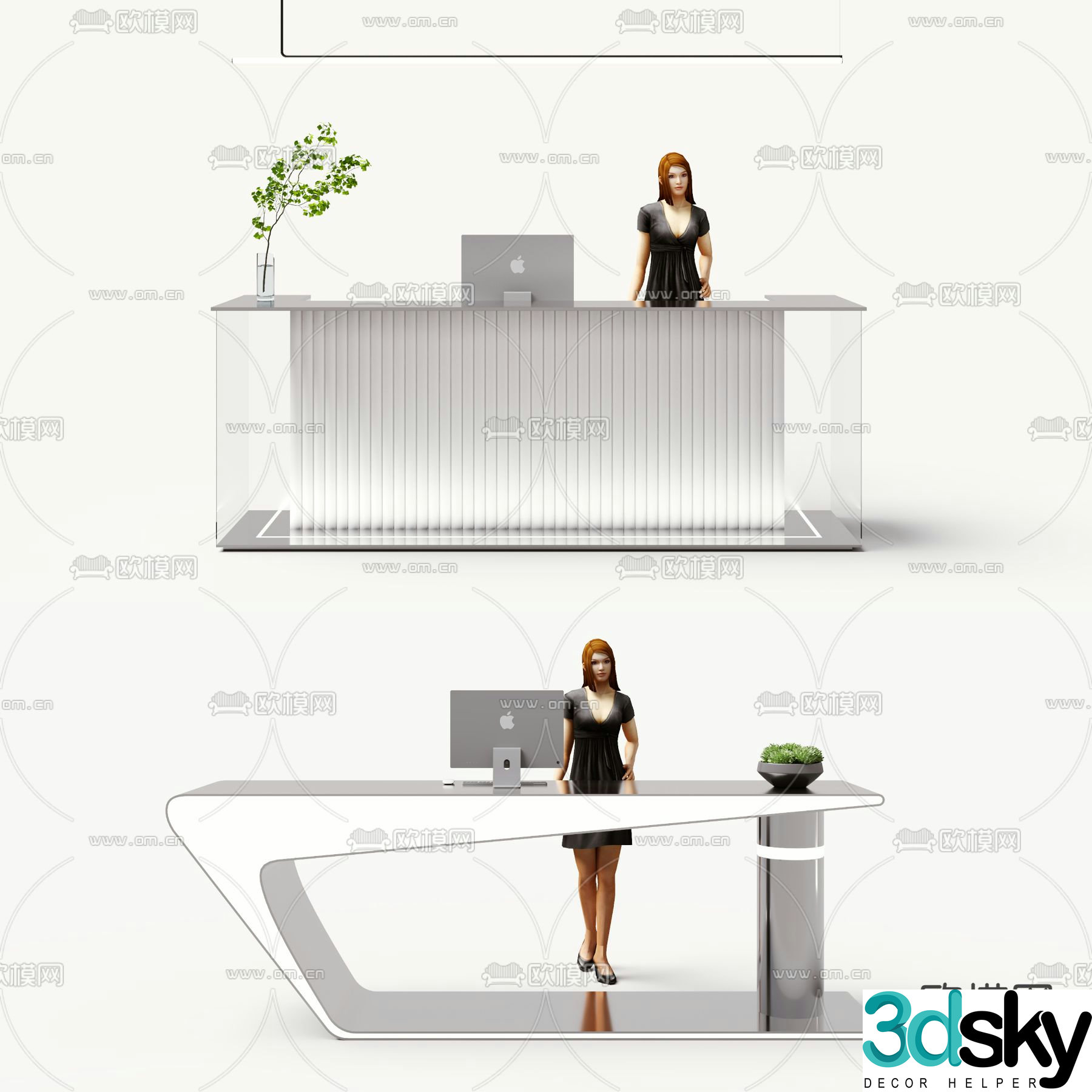 Front desk reception desk cashier 3d model