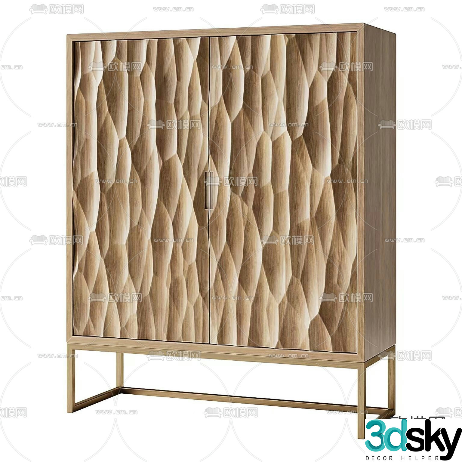 Copper texture side cabinet 3d model