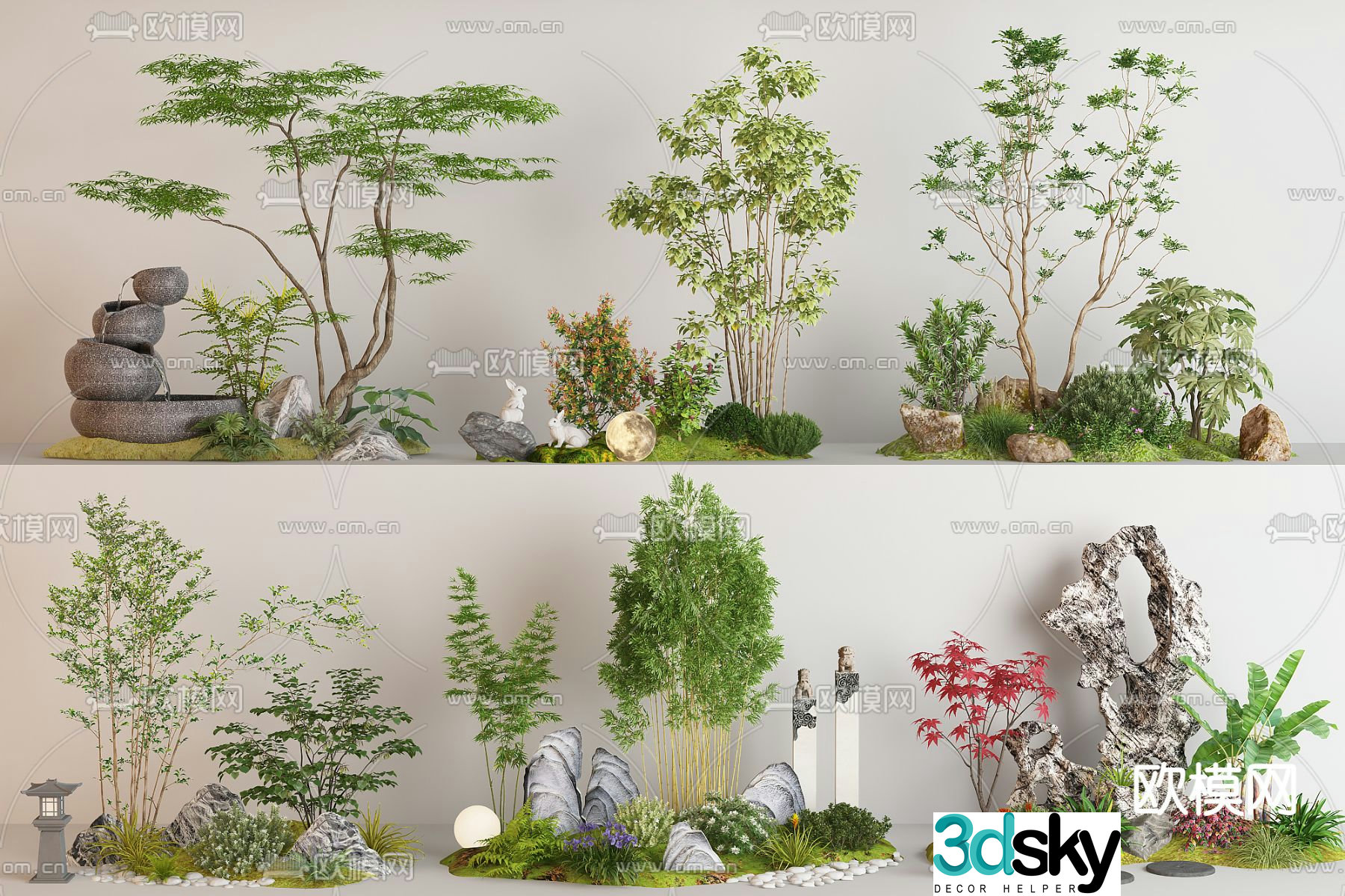 Garden sketch plant pile fern sketch 3D model