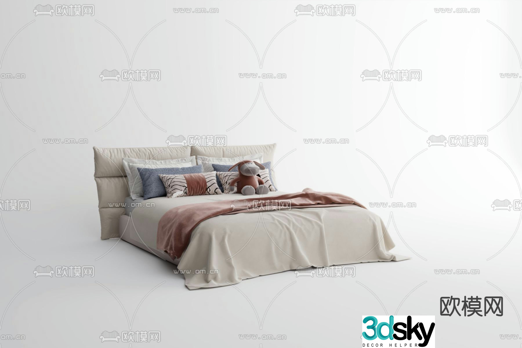 Modern double bed 3d model