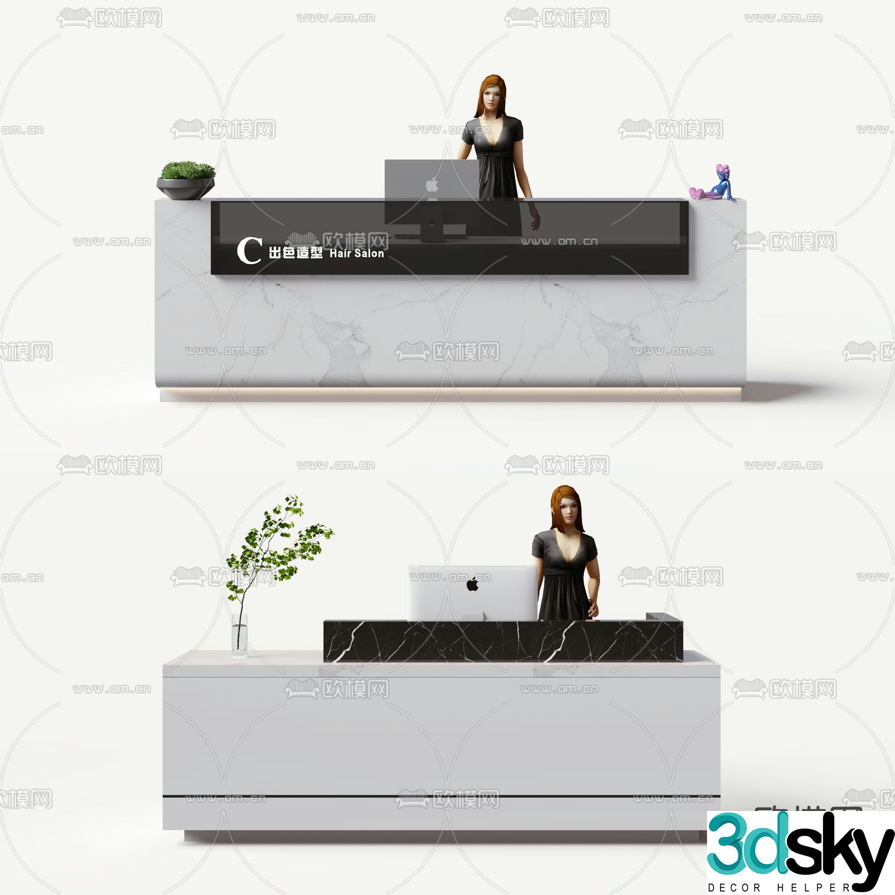 Front desk reception desk cashier 3d model