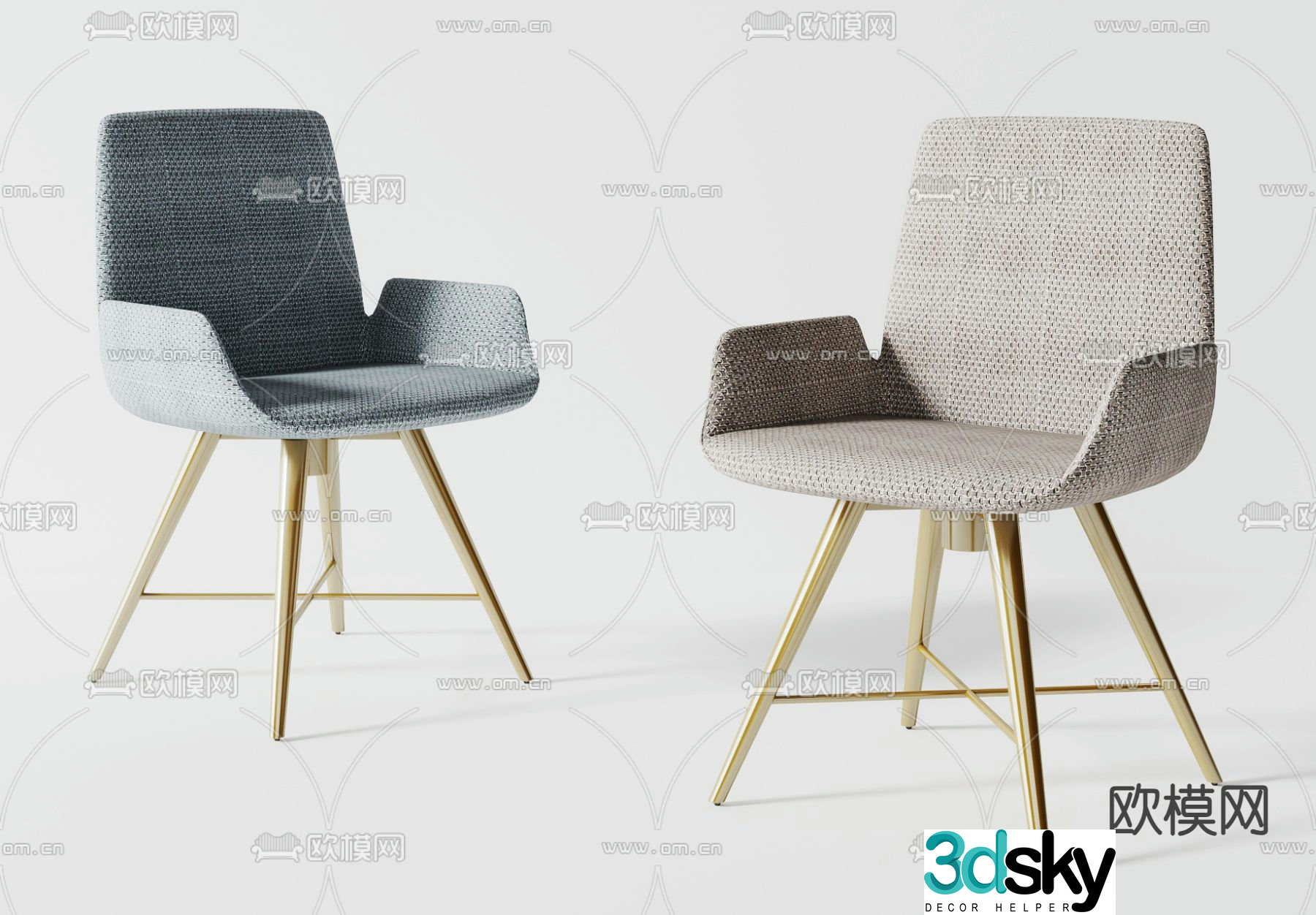 Woven single chair dining chair 3d model