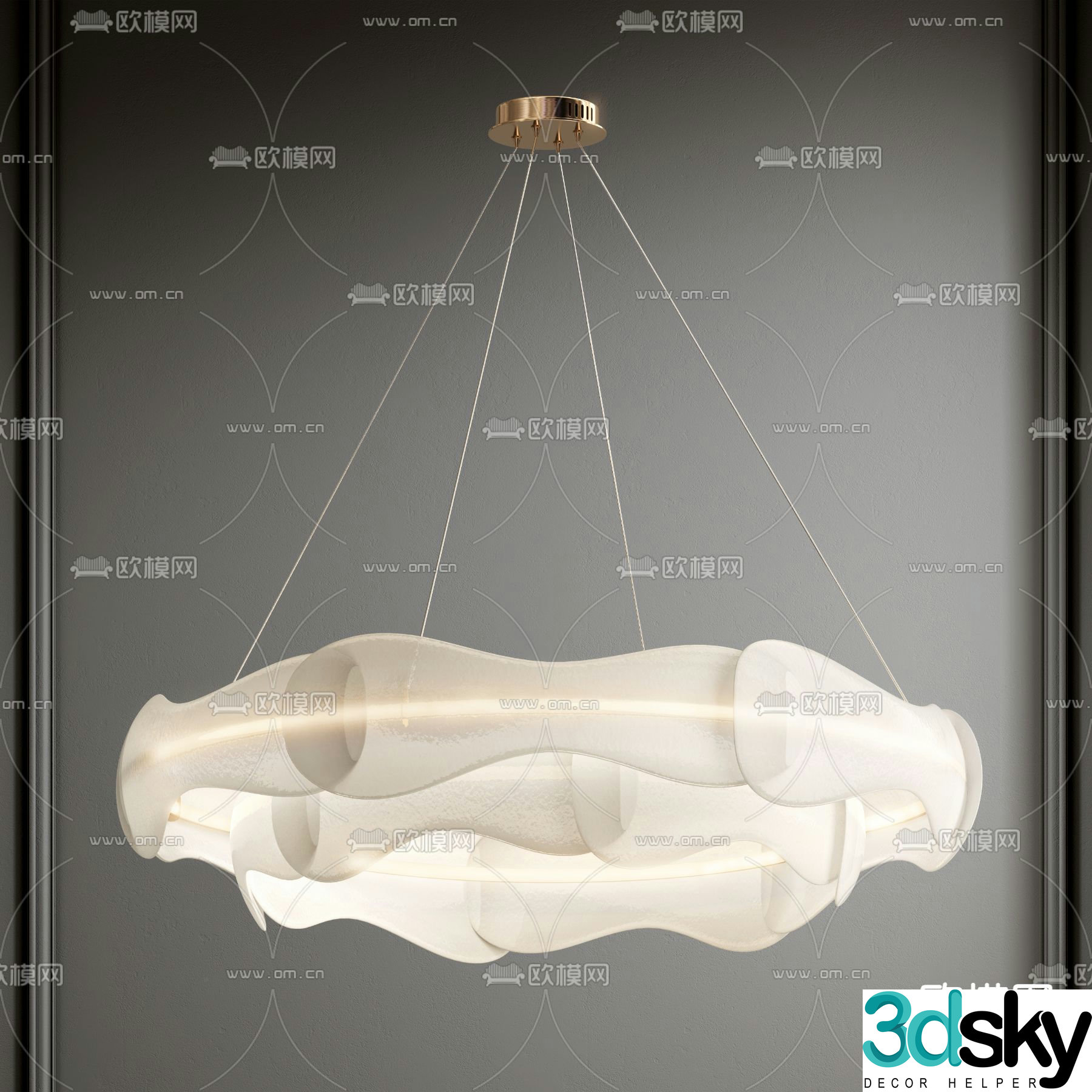 Cream style chandelier special shaped chandelier ring chandelier 3d model
