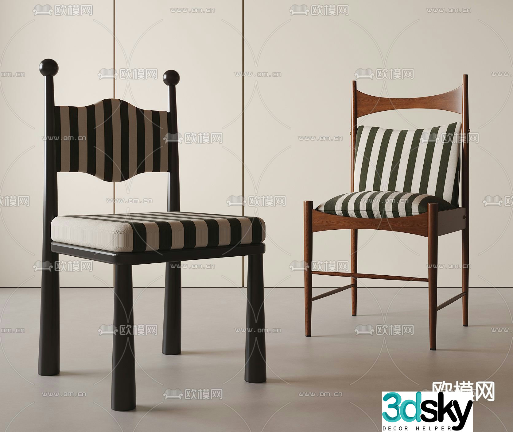 Medieval style dining chair single chair leisure chair 3d model