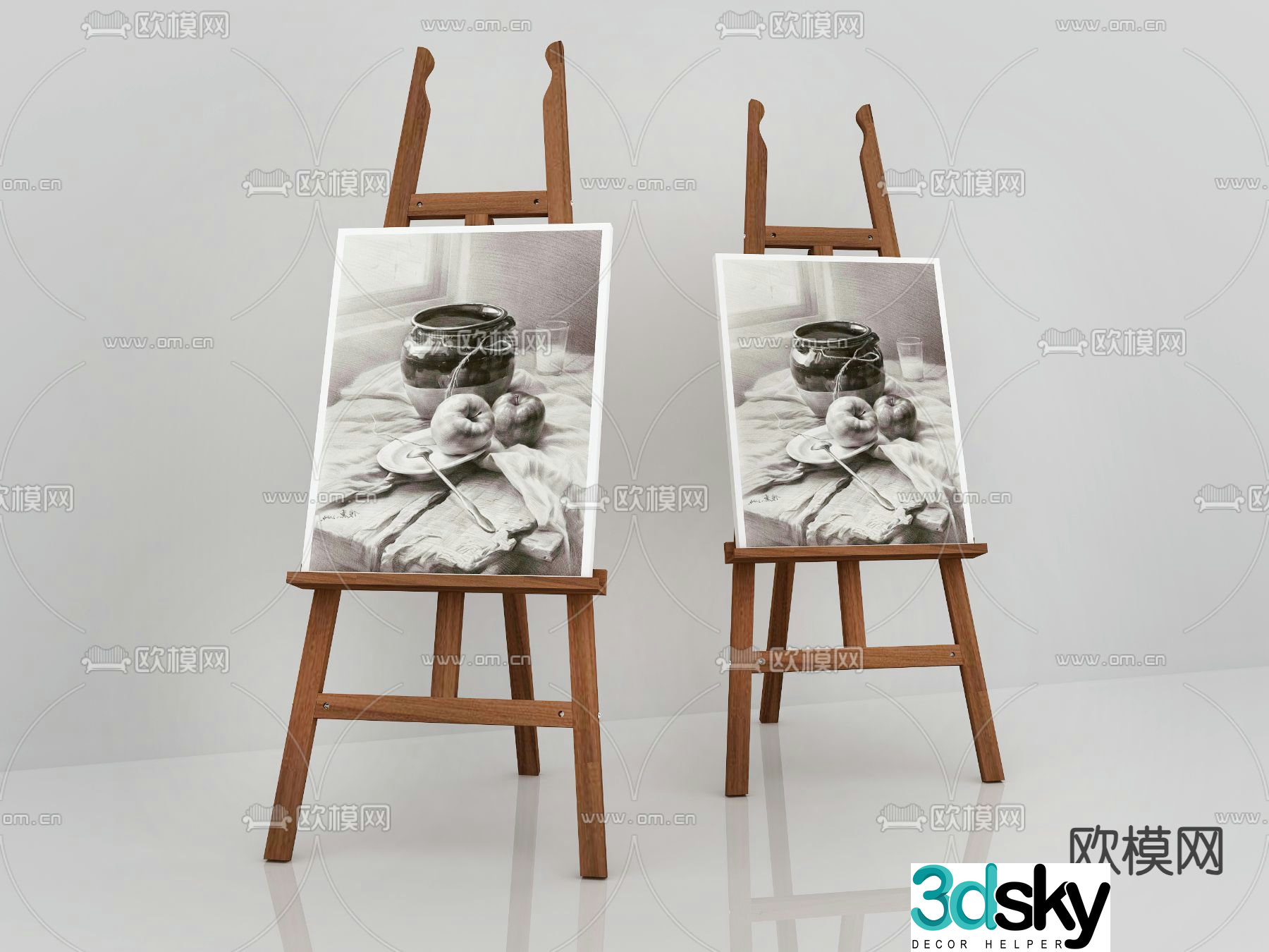 Drawing board easel sketch pad art painting tools 3d model