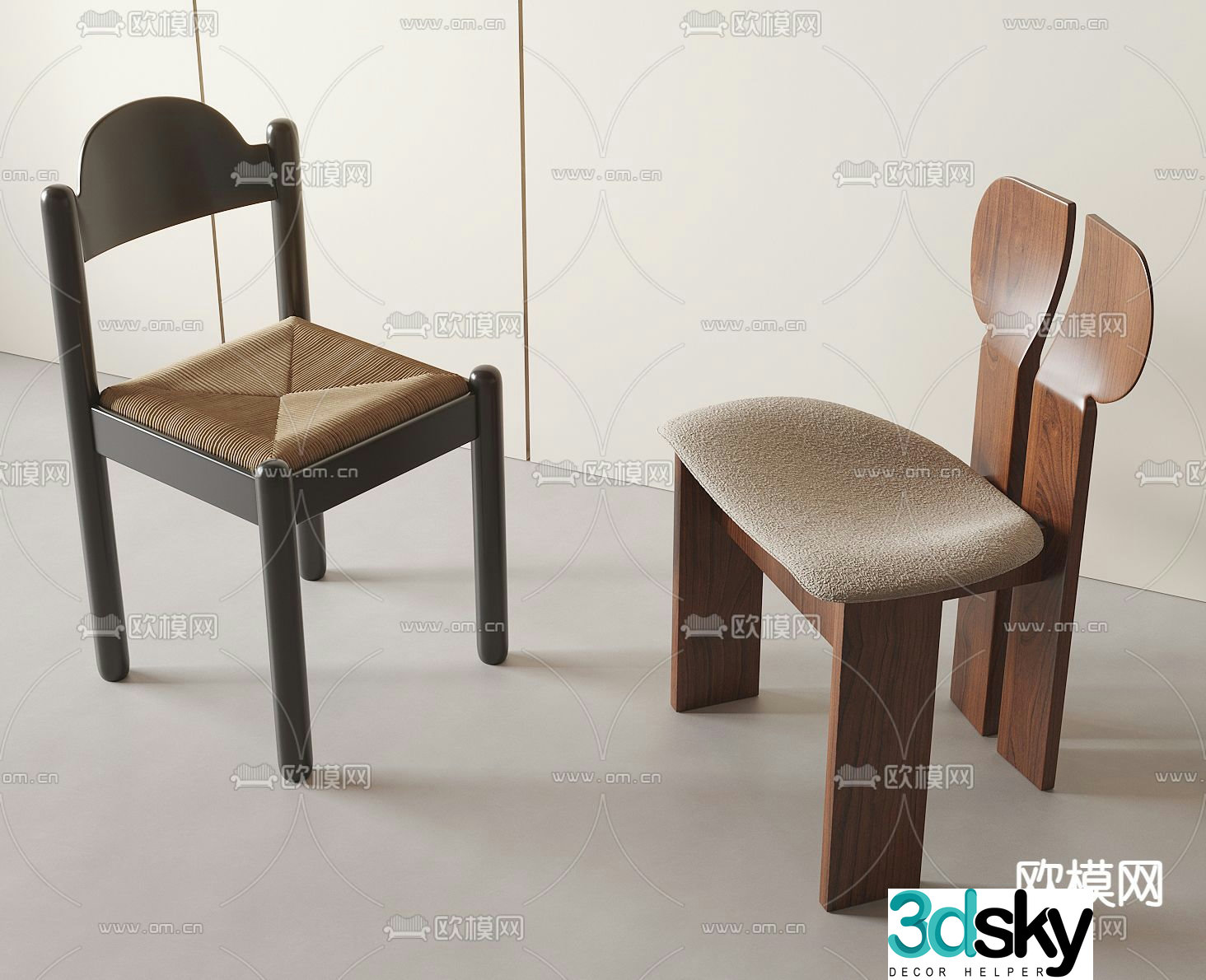 Medieval style dining chair single chair leisure chair 3d model