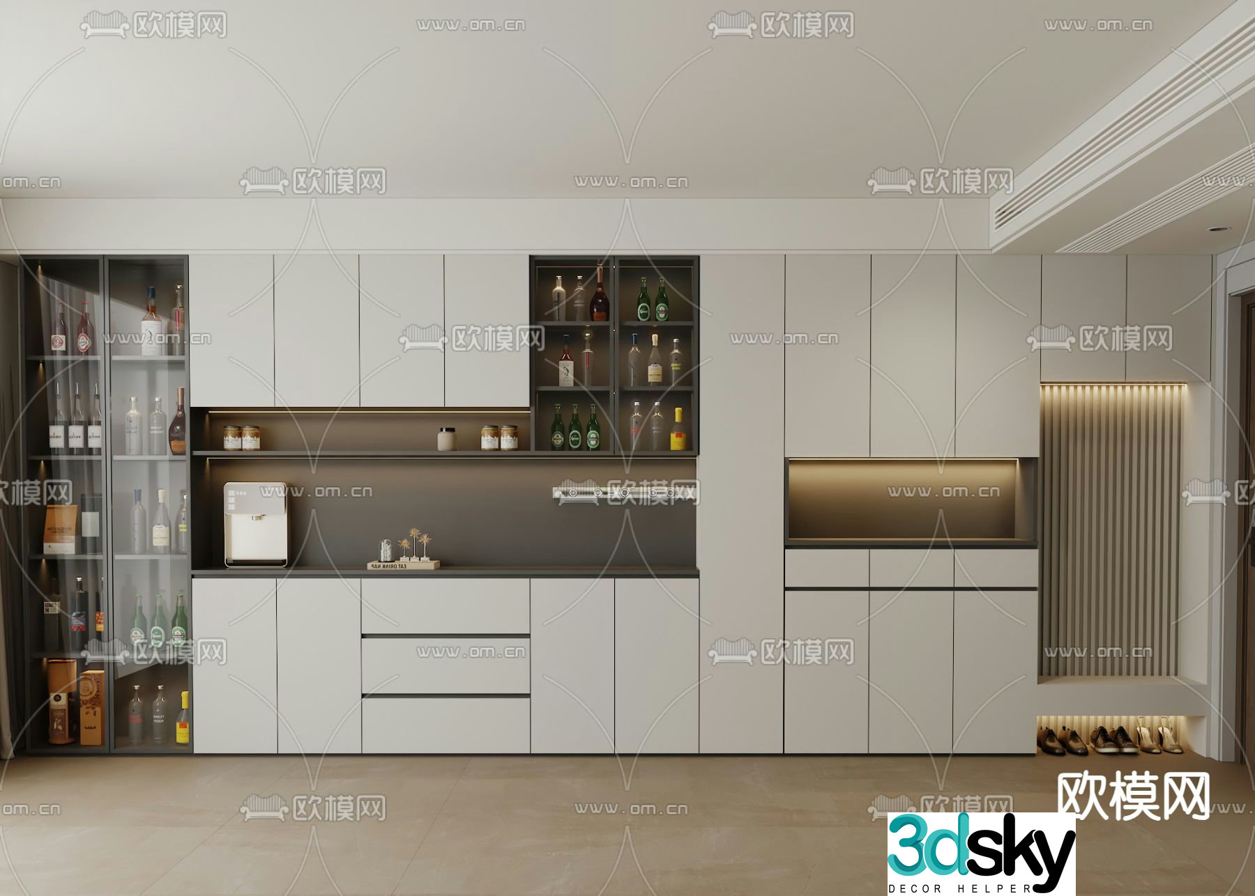 Modern wine cabinet sideboard 3d model