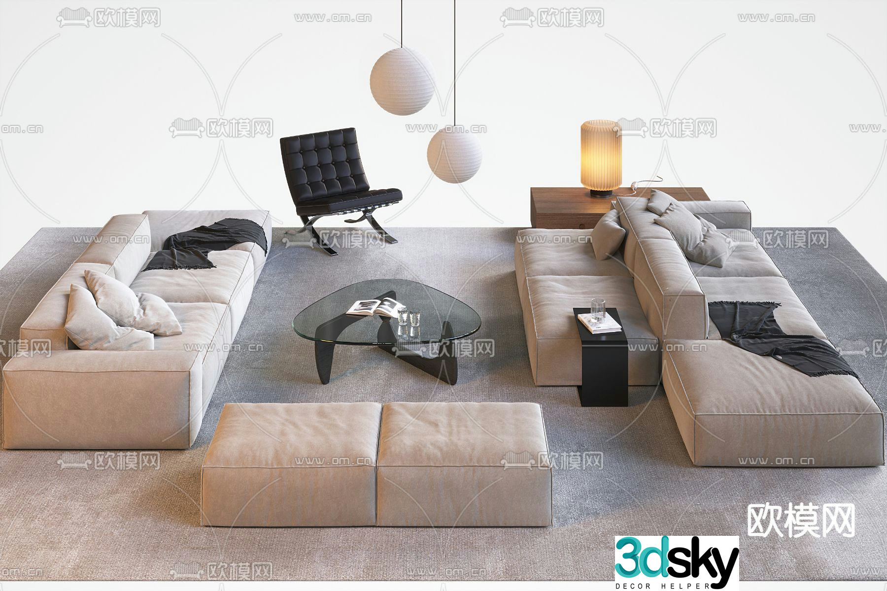 Modern sectional sofa 3d model