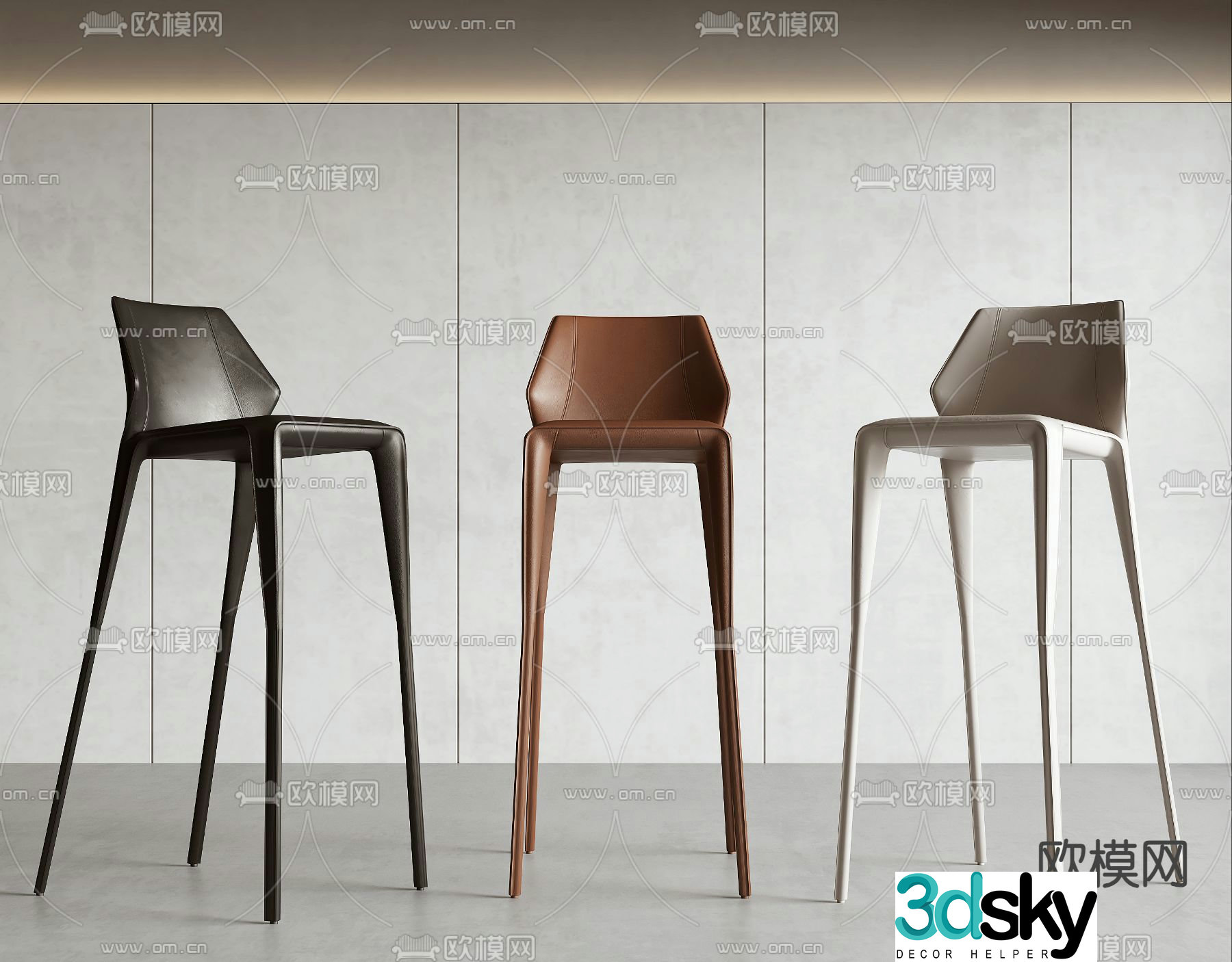 Modern bar chair high chair 3d model