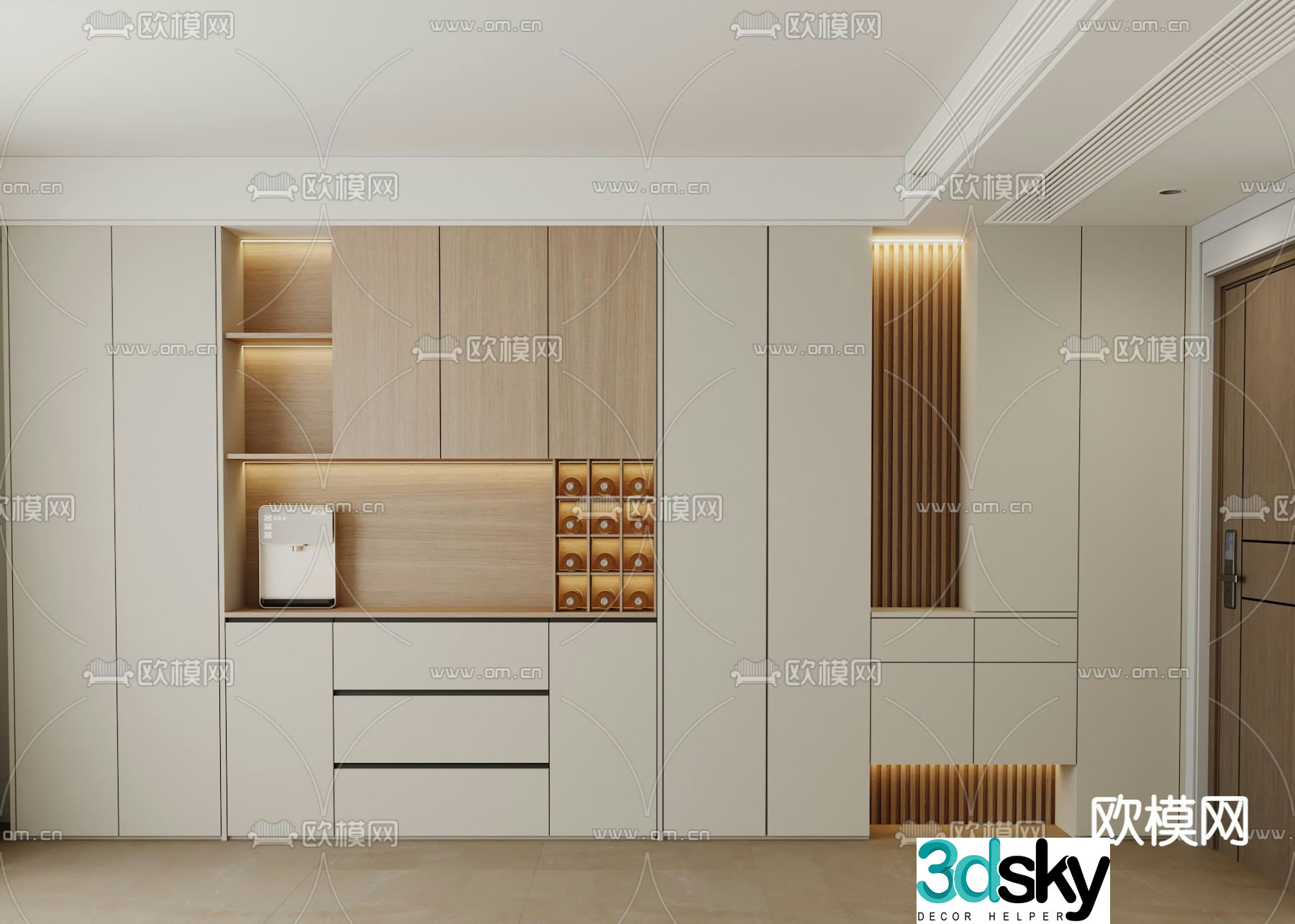 Modern sideboard shoe cabinet entrance cabinet 3D model