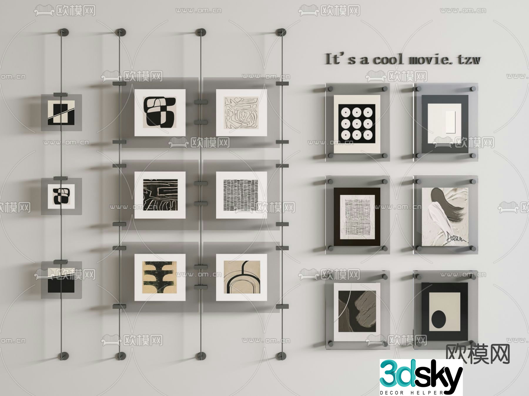 Acrylic decorative painting hanging painting 3d model