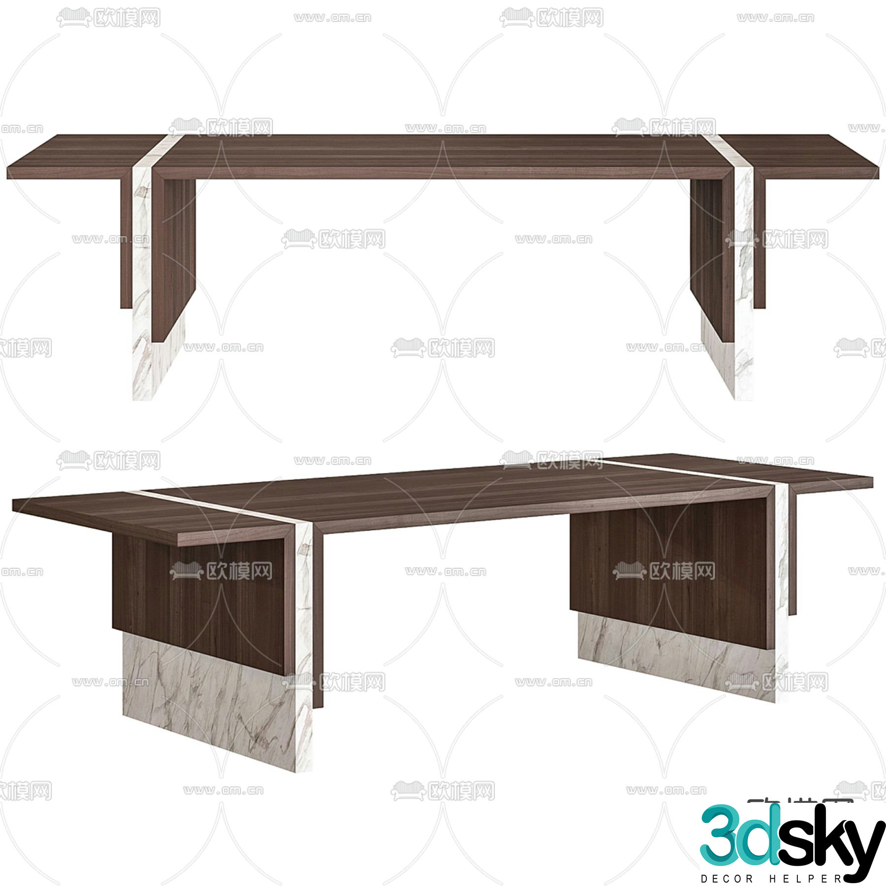 Modern dining table wooden dining table 3d model
