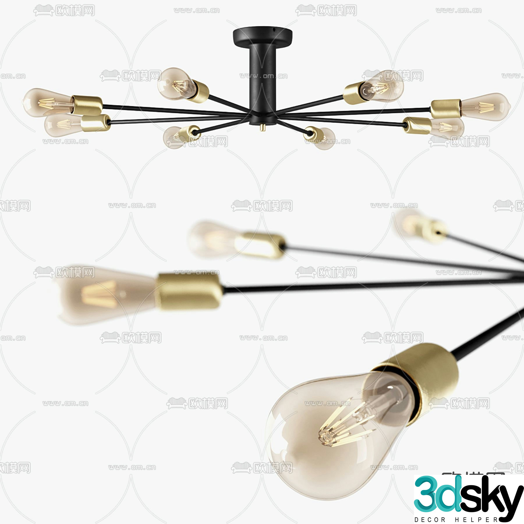 Light luxury chandeliers hall chandeliers 3D model