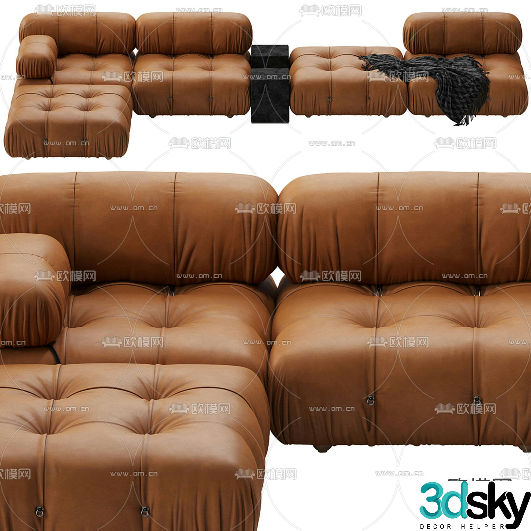 Multi-person sofa corner sofa 3d model