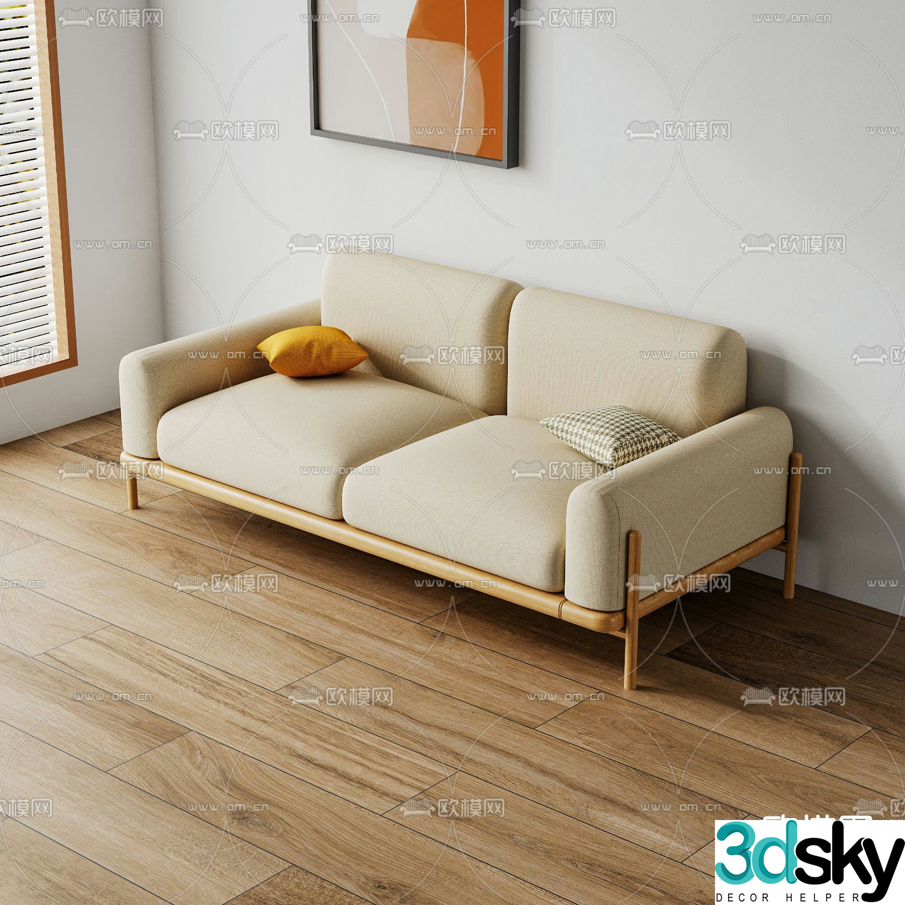 Modern leisure sofa double sofa 3d model