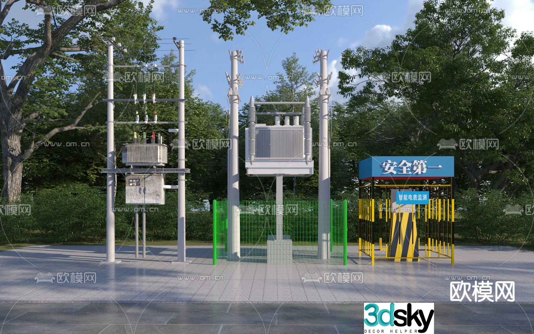 Telephone pole transformer distribution box 3d model
