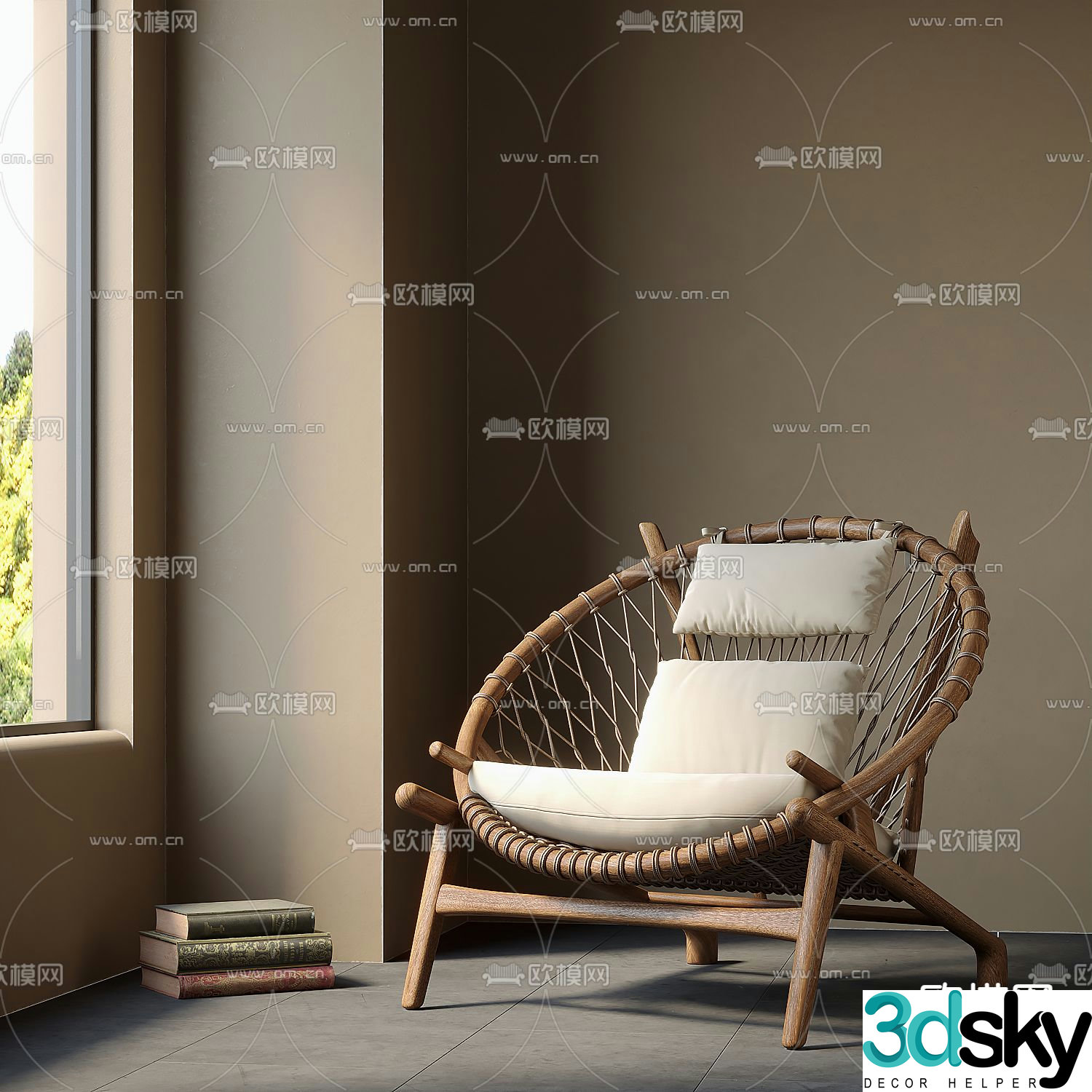 Rattan leisure chair balcony chair lounge chair 3d model