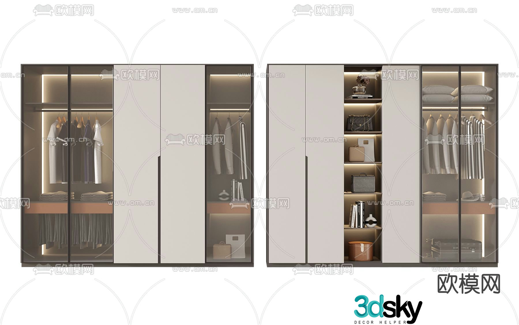 Modern wardrobe hanging wardrobe 3d model