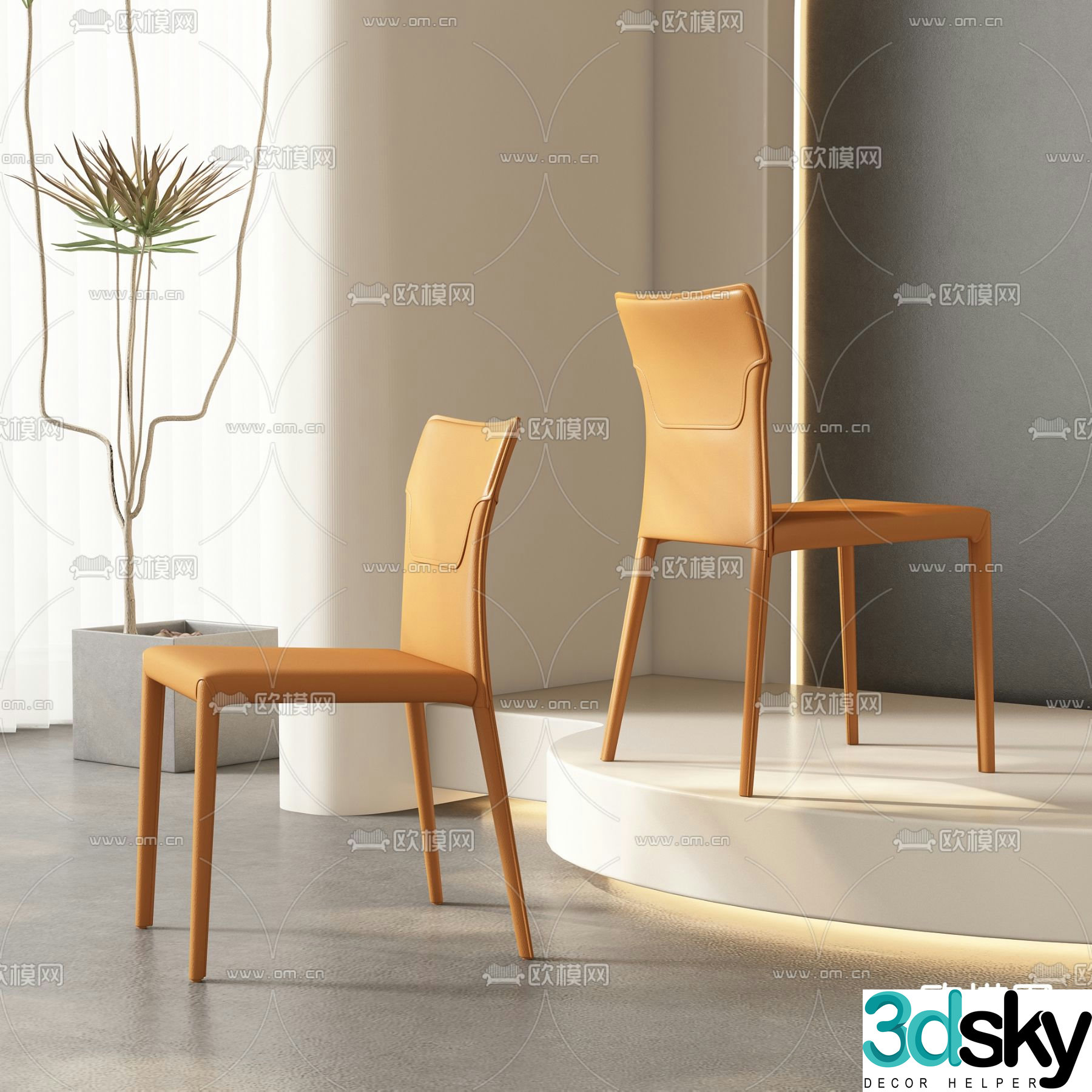 leather chair dining chair 3d model