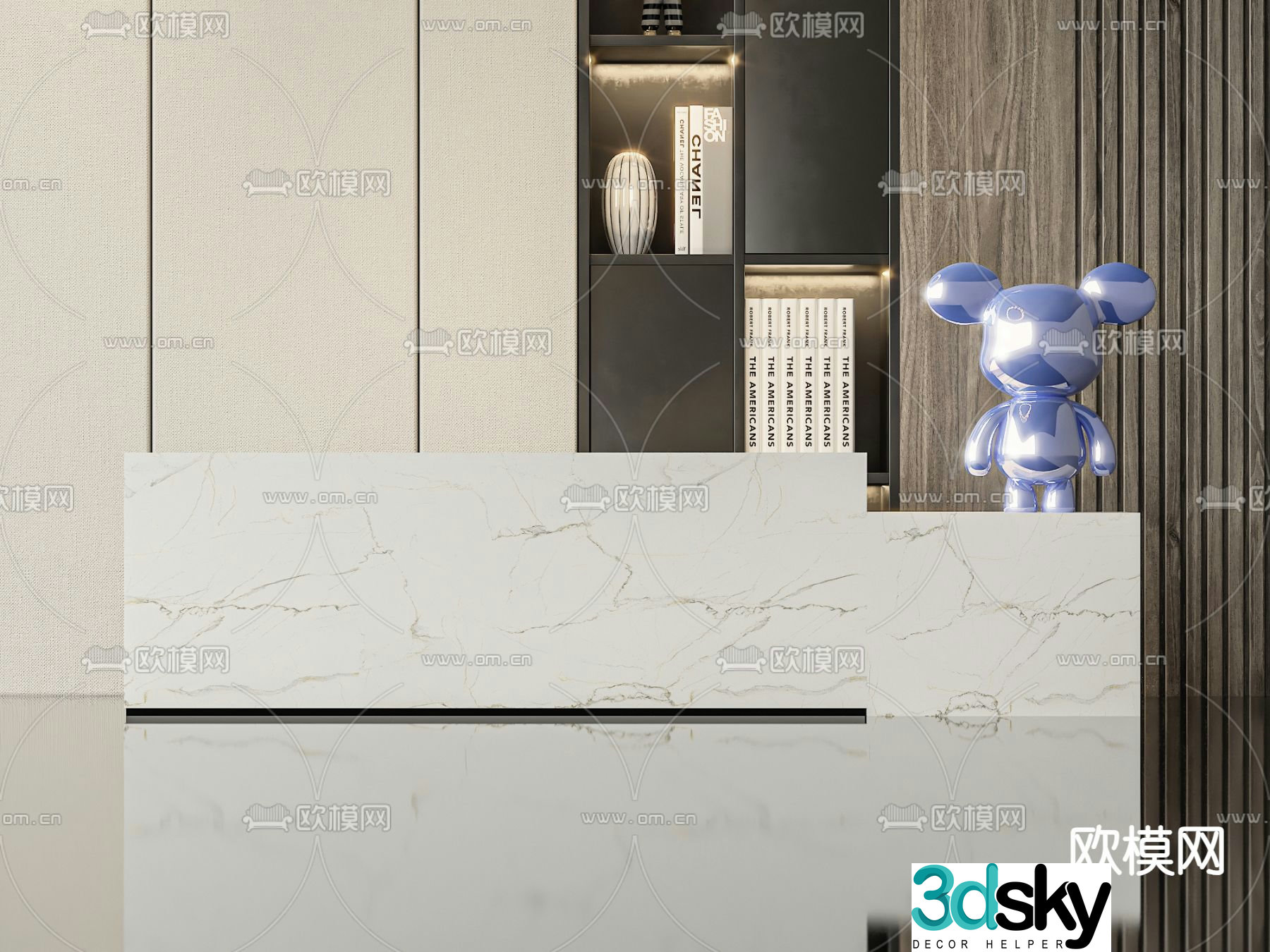 Modern front desk service desk reception desk 3d model