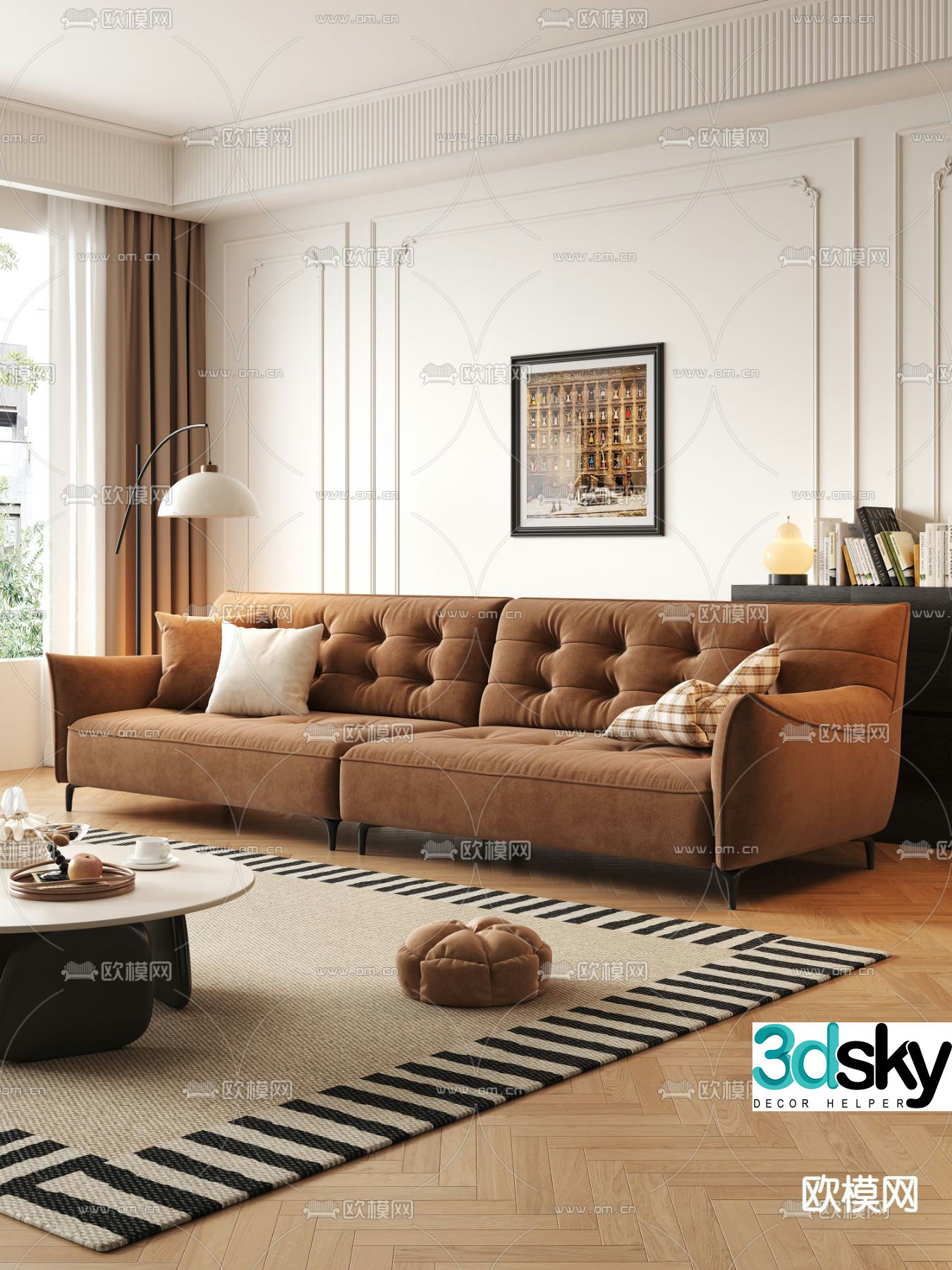 French sofa double sofa 3d model