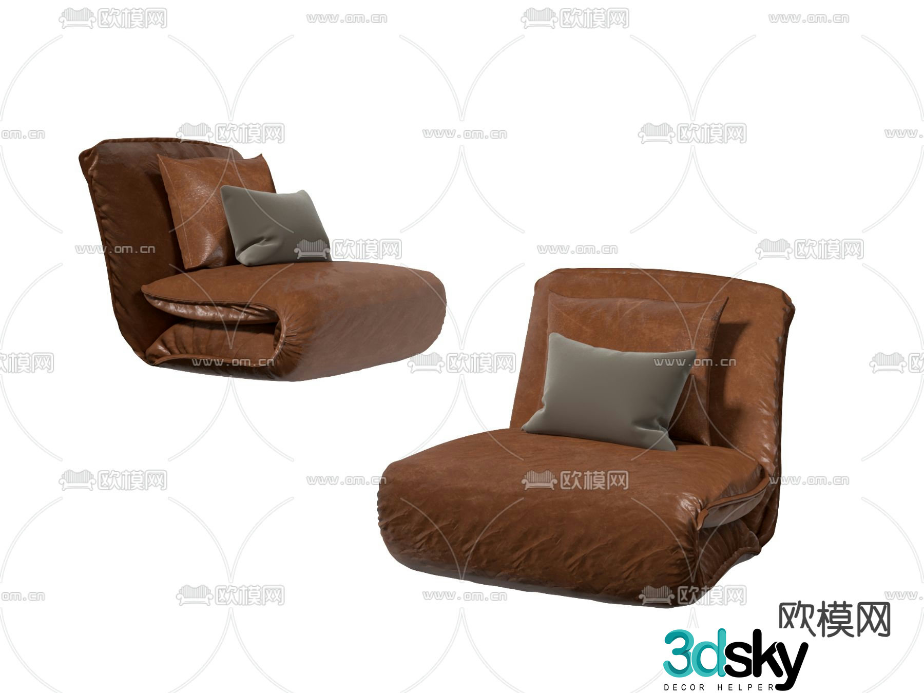 Leather sofa beanbag 3d model