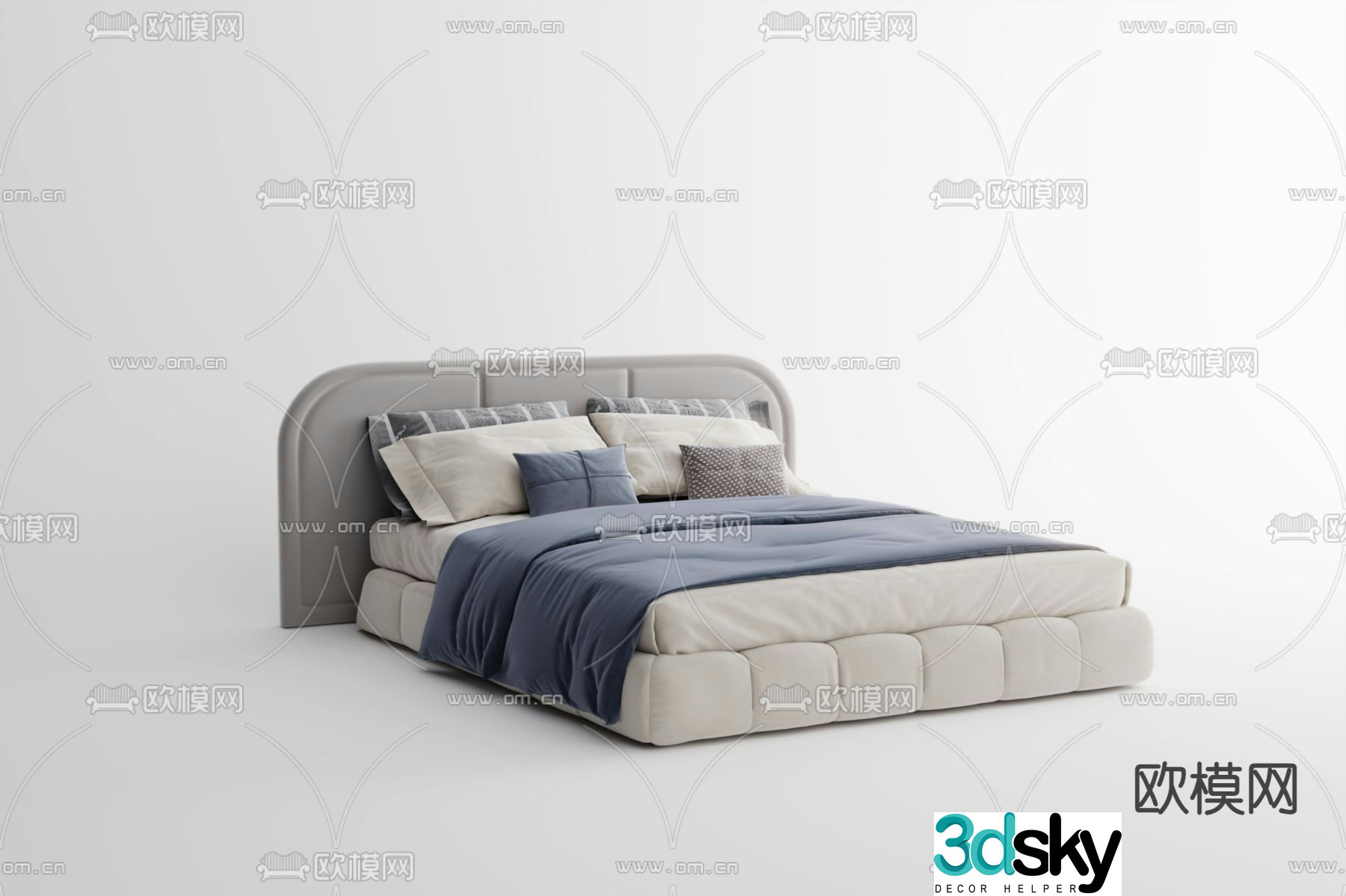 Modern double bed 3d model