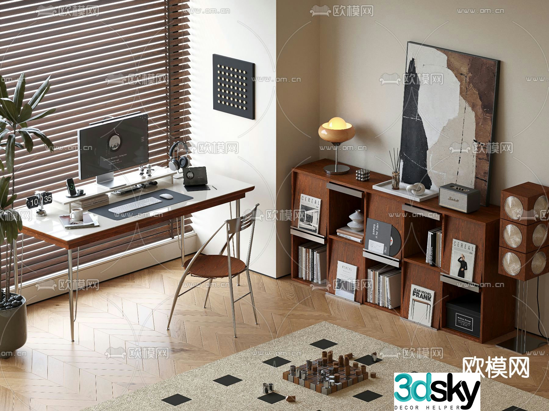 Medieval style desk desk chair 3d model