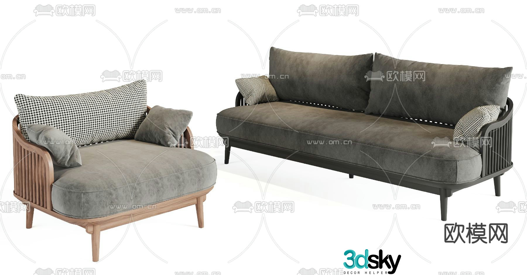 Nordic leisure sofa single sofa double sofa 3d model