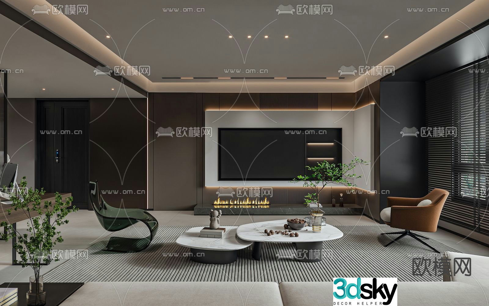 Light luxury living room 3D model