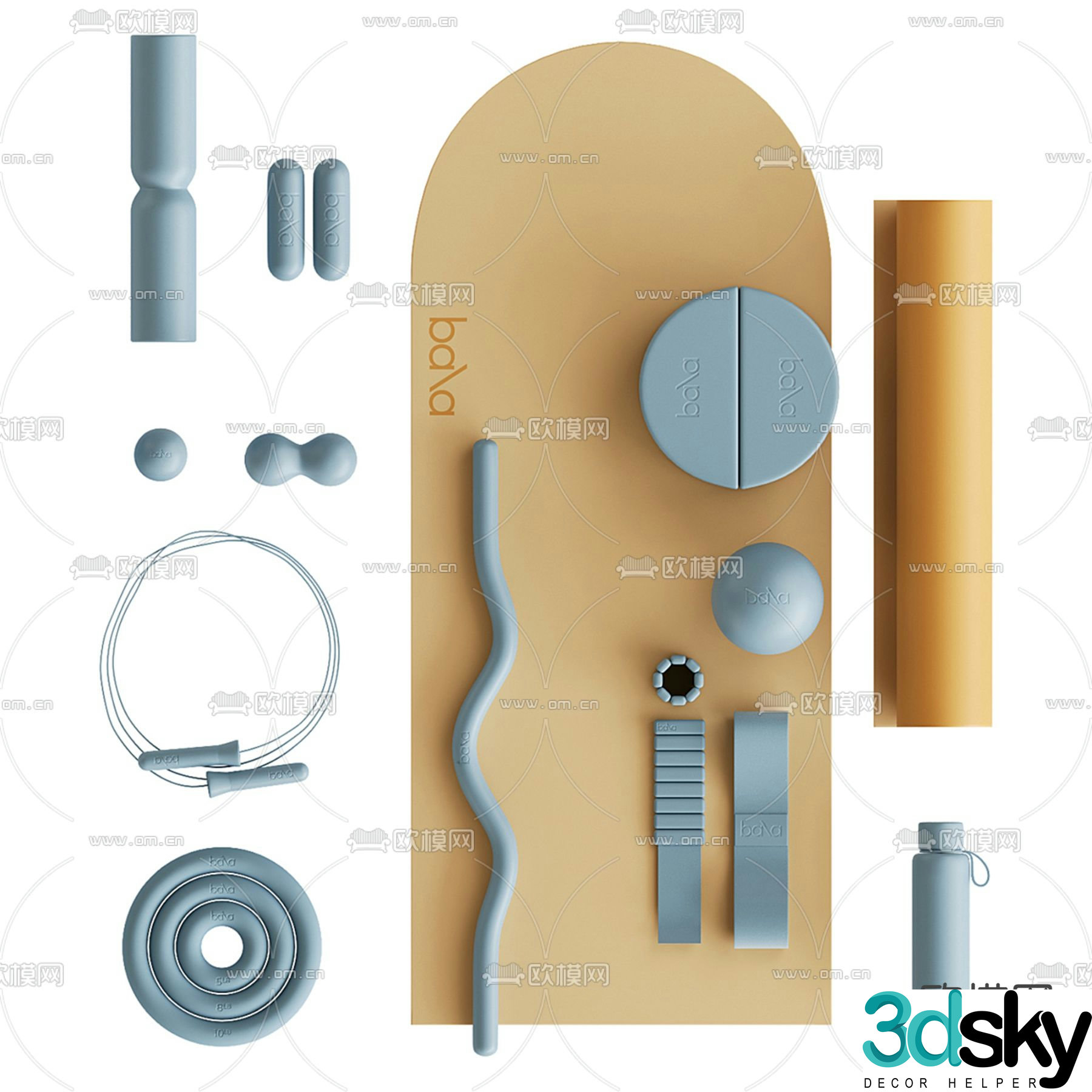 Yoga mat fitness equipment 3d model