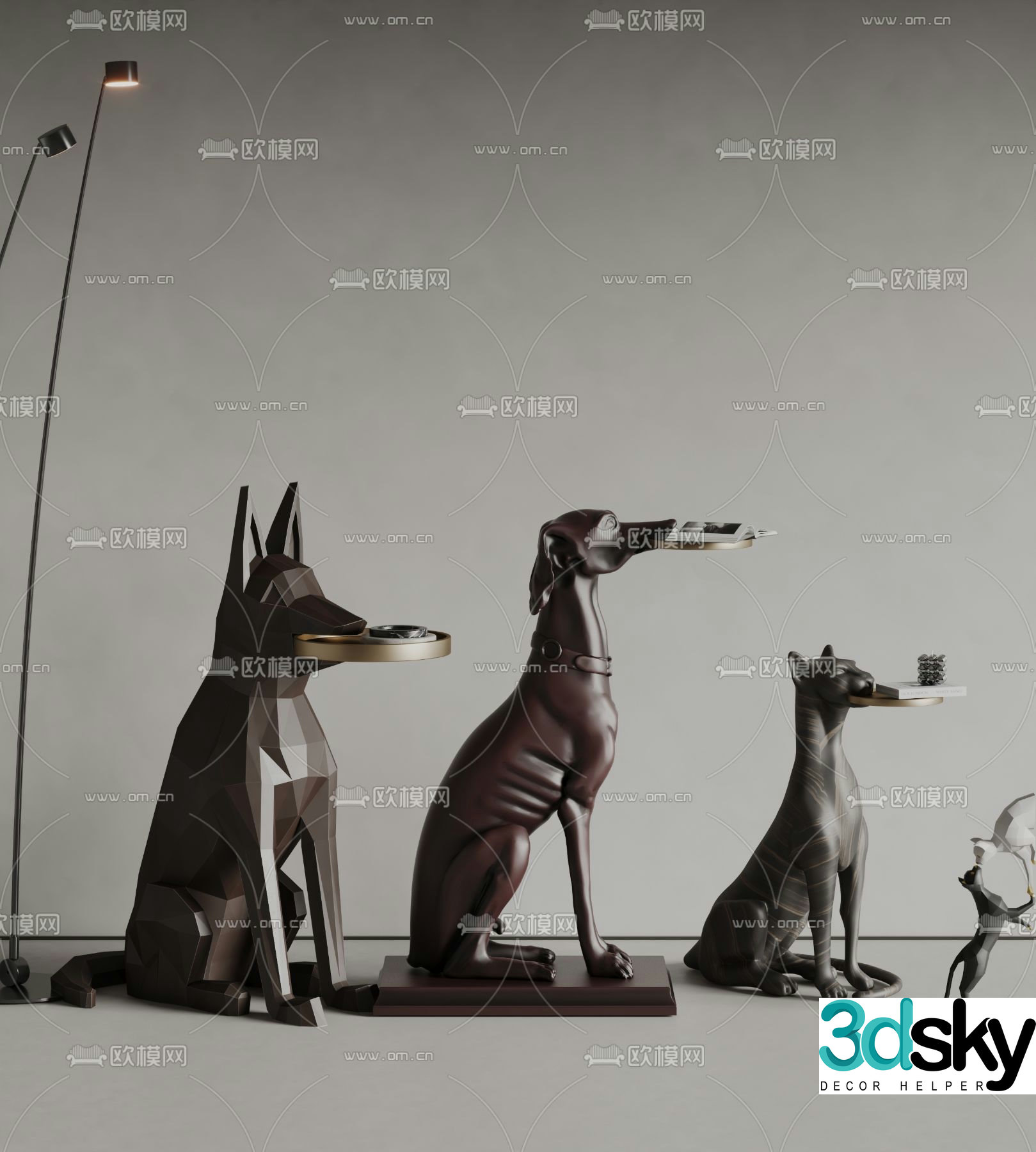 Ande puppy side table coffee table puppy sculpture kitten sculpture 3d model