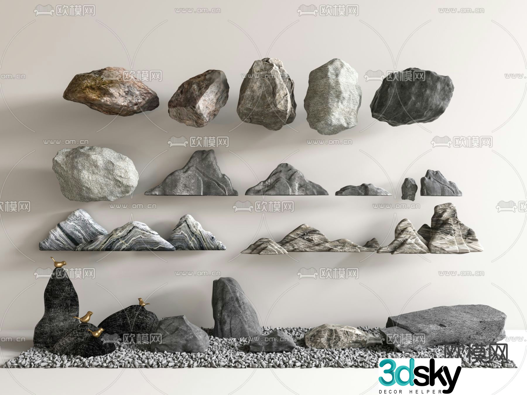 Modern rockery stone landscape stone 3d model