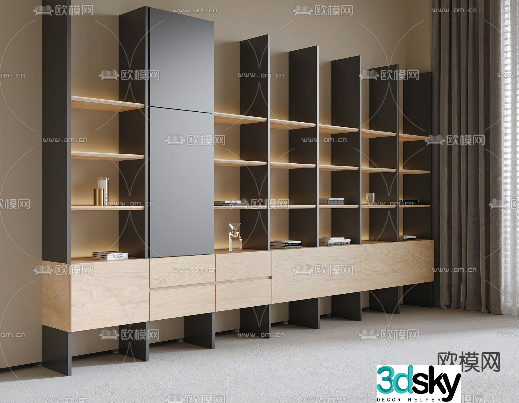 Modern decorative cabinet shelf 3d model