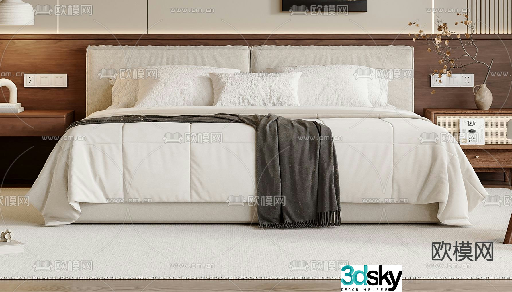 Medieval style double bed 3d model