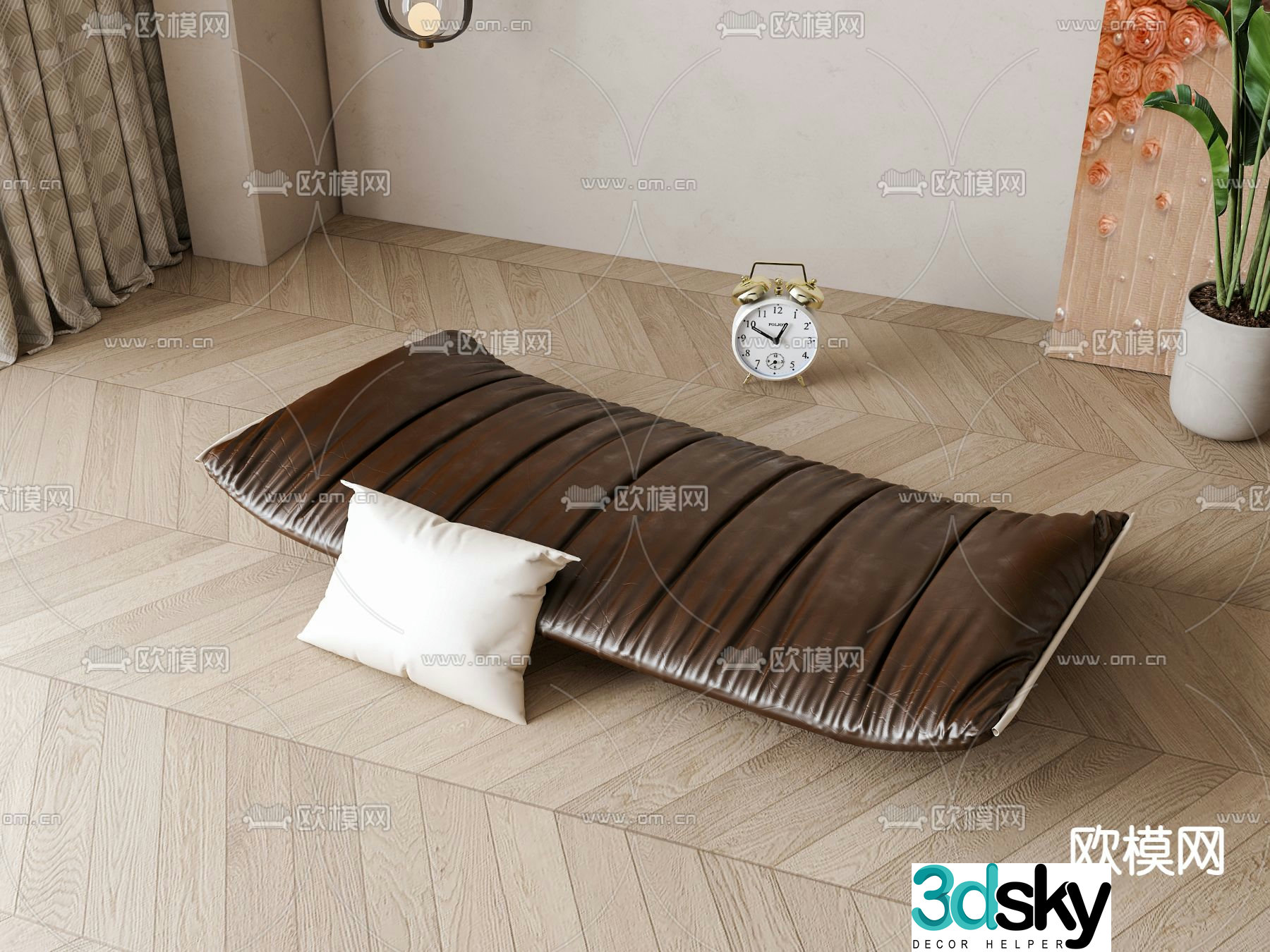 American seat cushion leather seat cushion 3d model