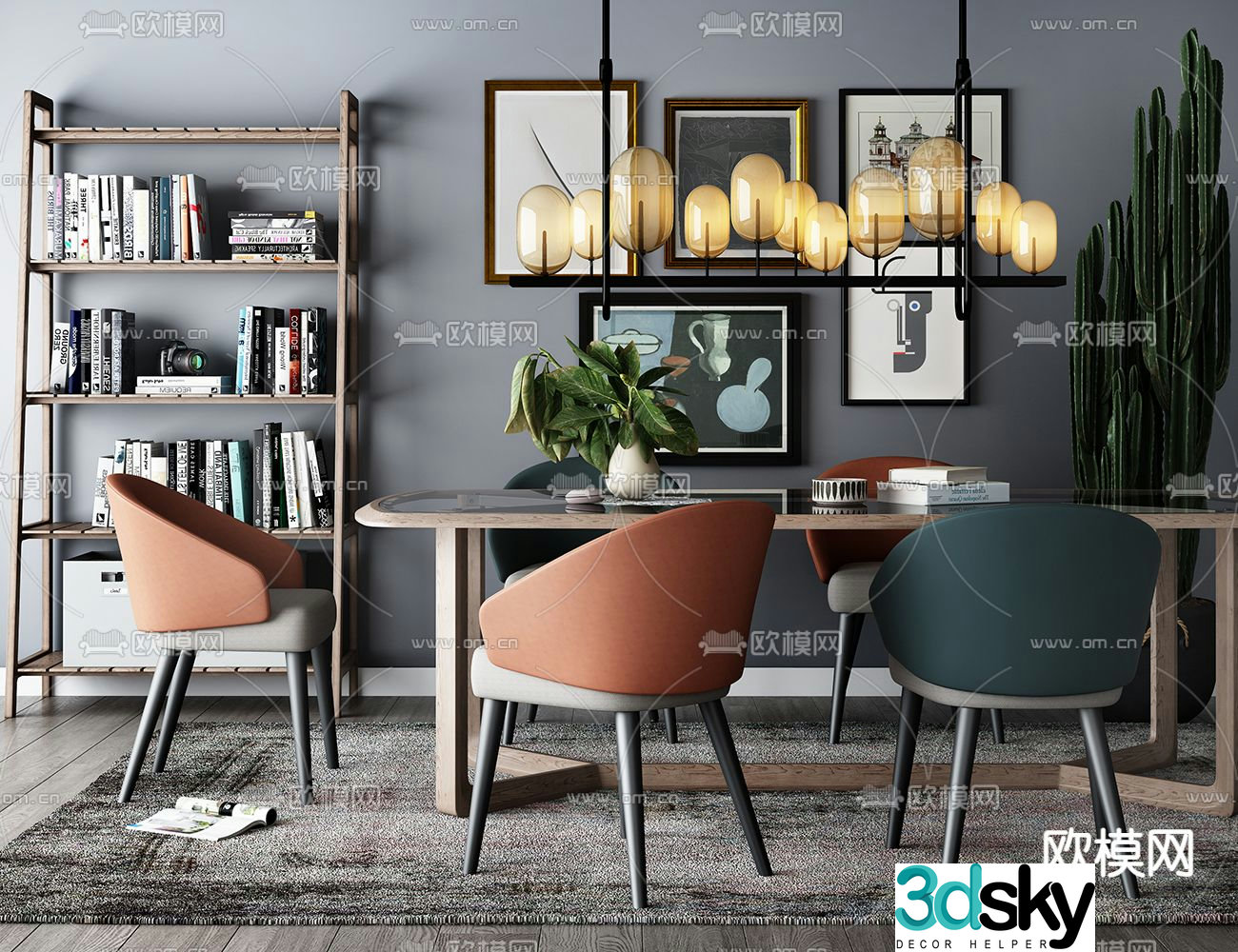 Nordic dining table and chair 3d model