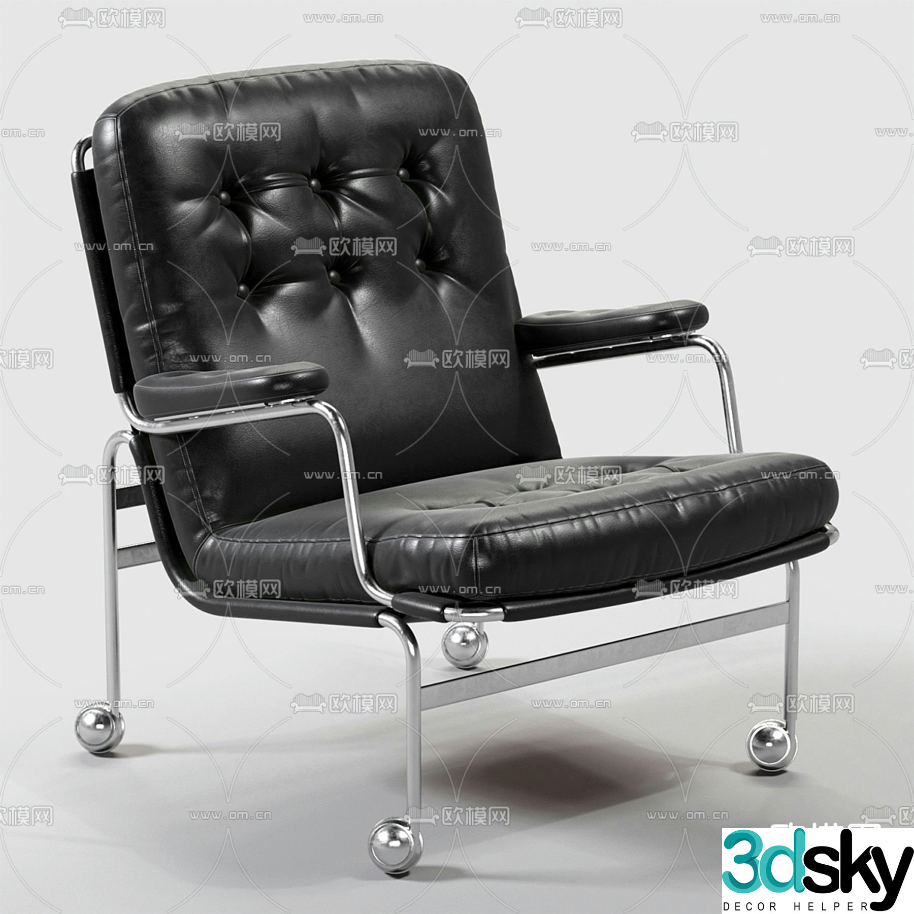 Leather office chair conference chair class chair 3d model