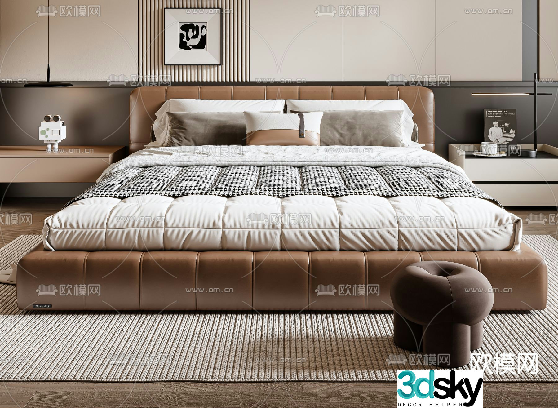 Modern double bed 3d model