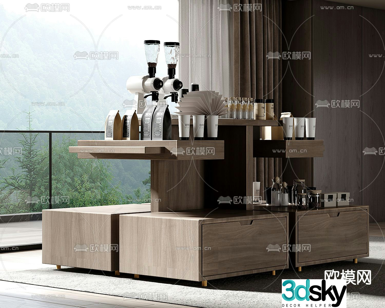 Self-service coffee bar coffee machine 3d model