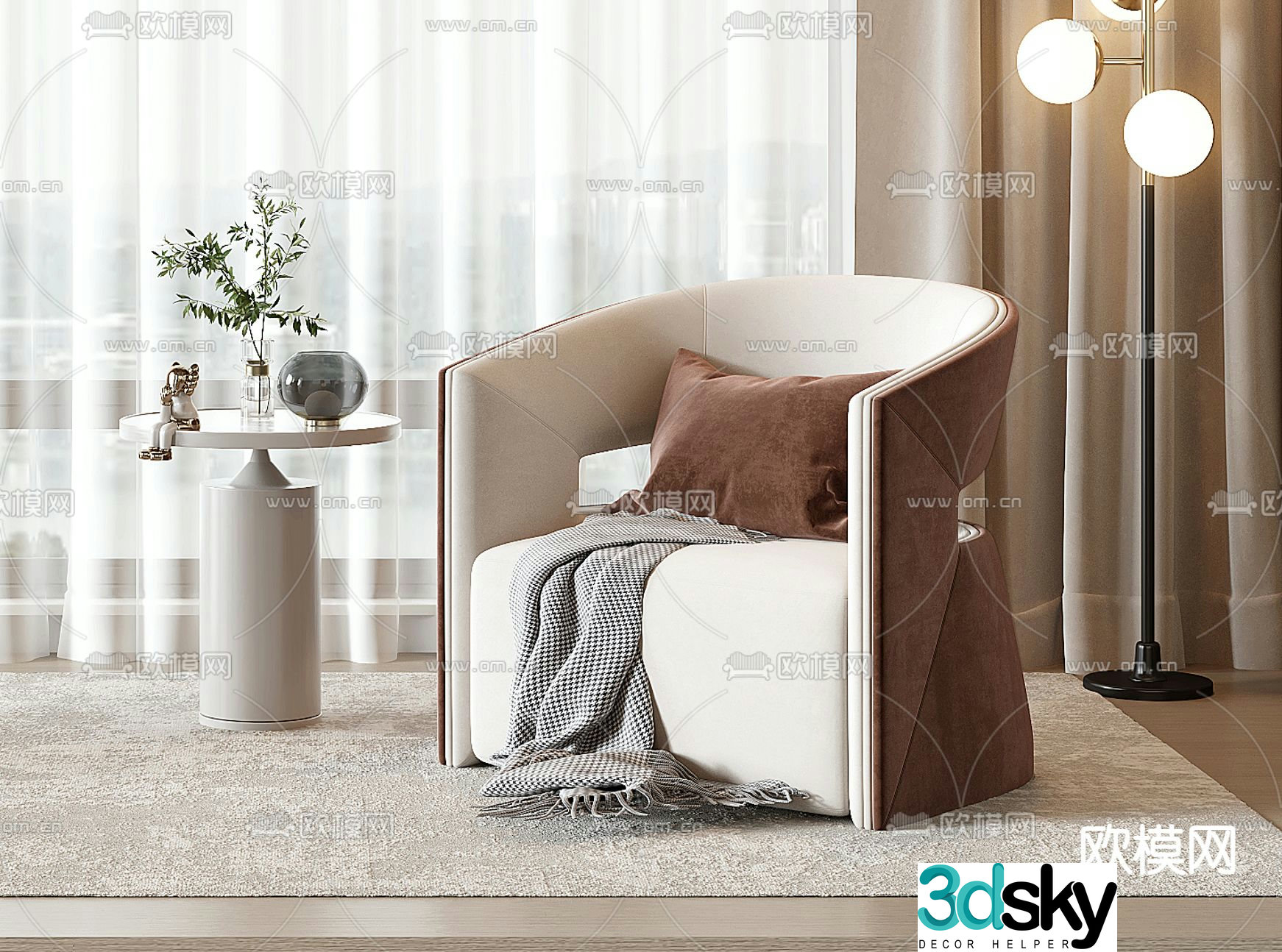 Single sofa leisure sofa 3d model