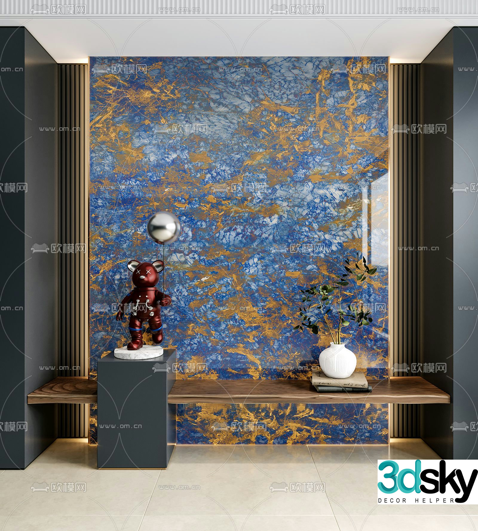Translucent marble luxury stone background wall 3d model