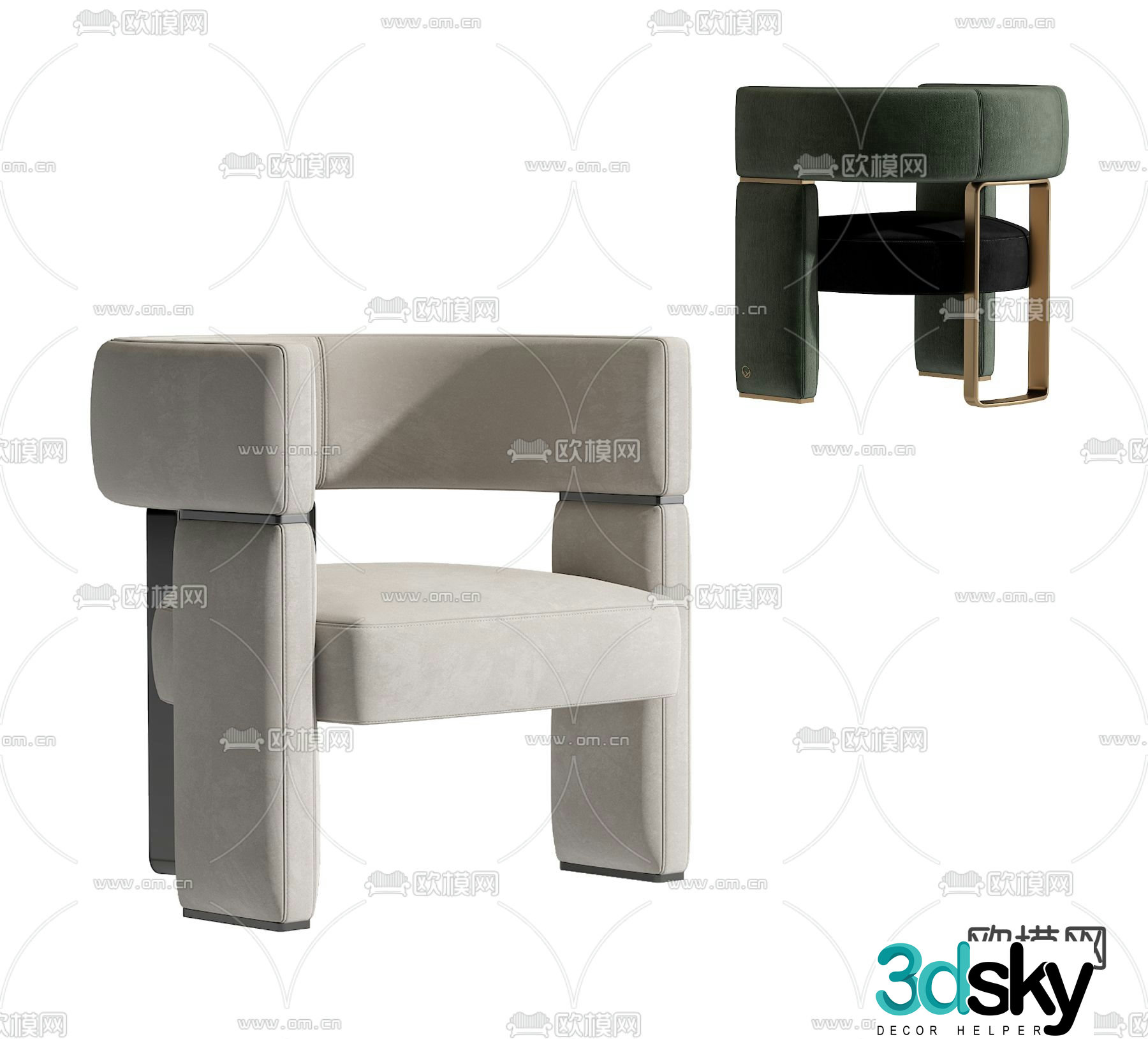 Modern single chair dining chair chair 3d model